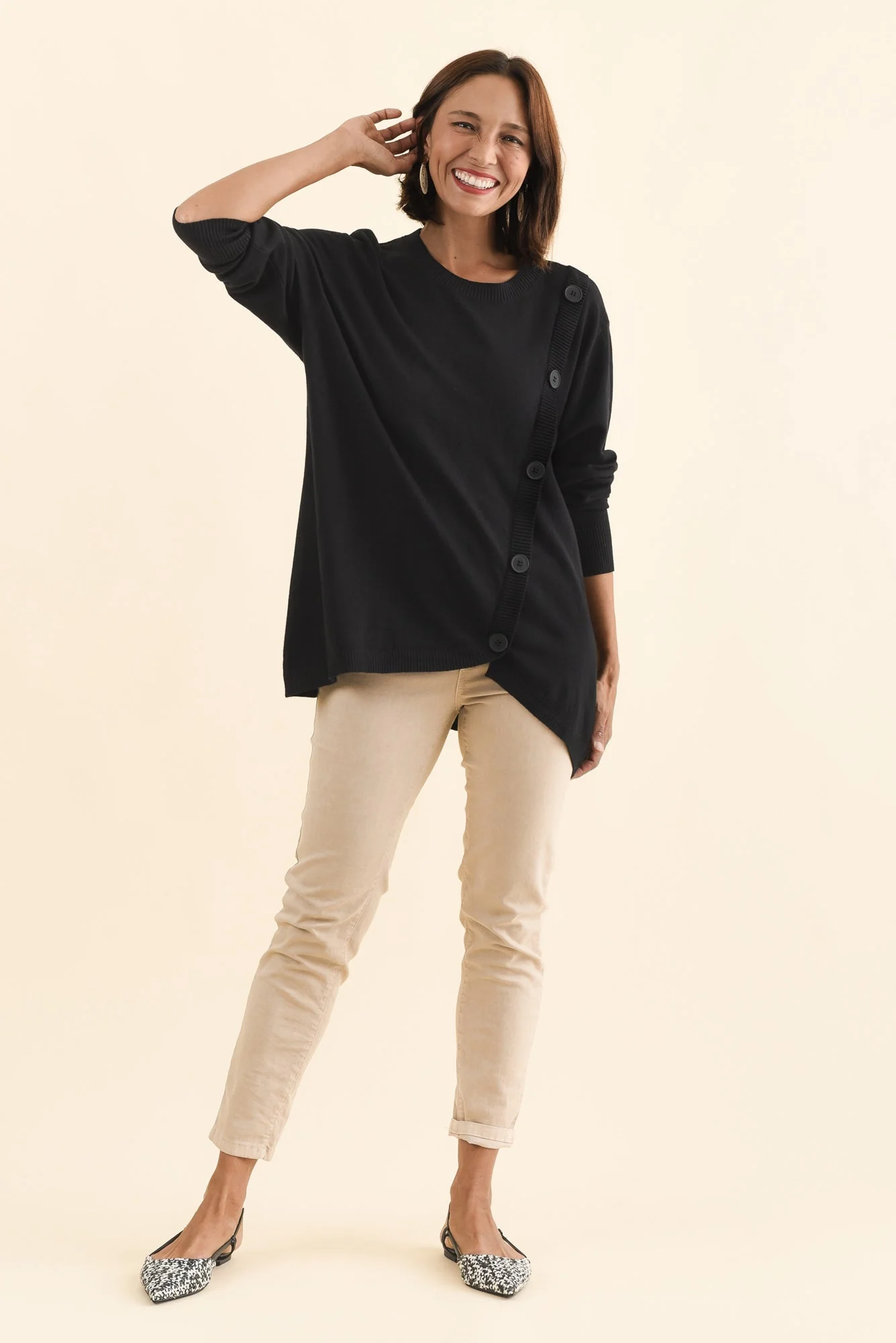 Dianne Black Button Knit Sweater - Image 6