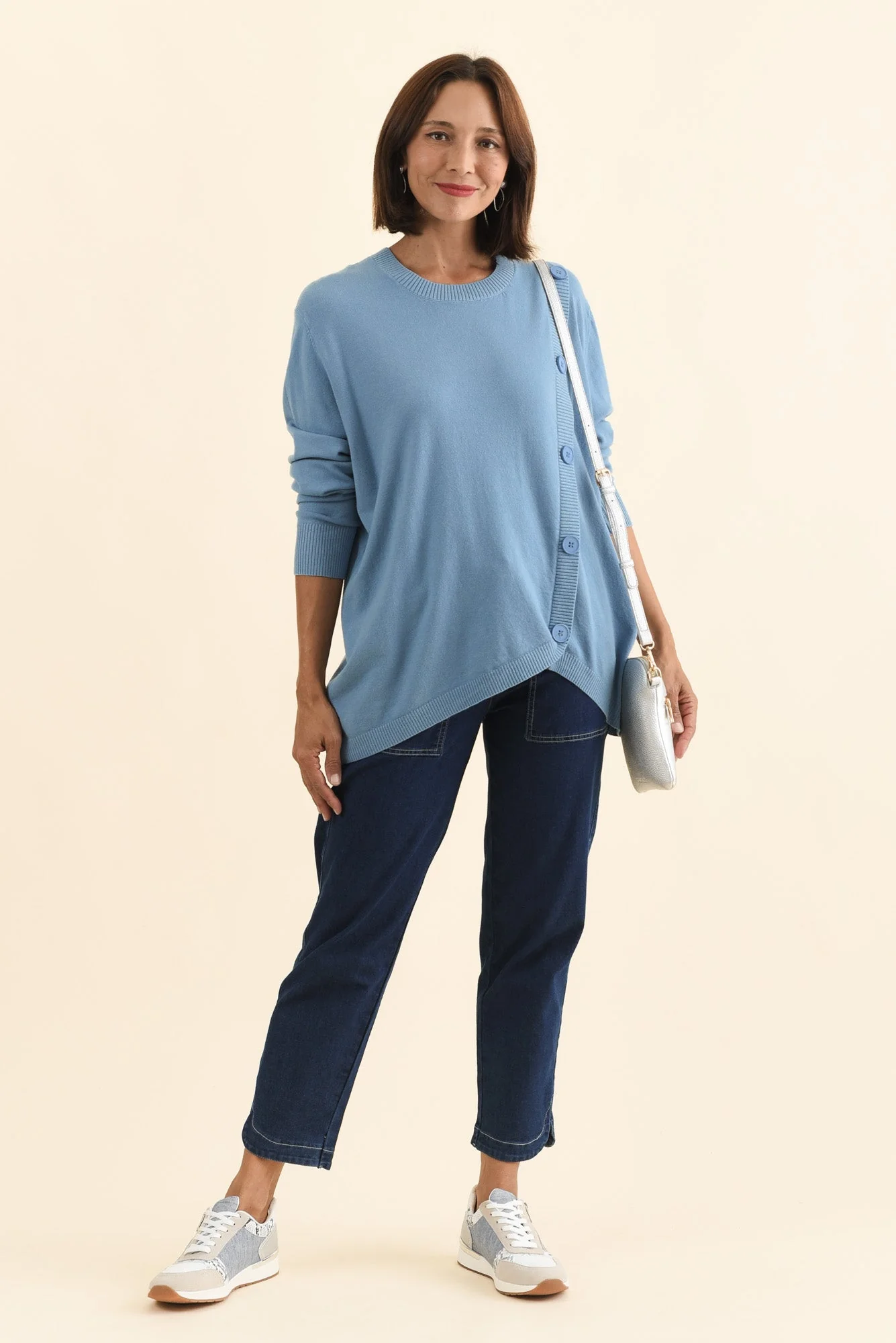 Dianne Blue Button Knit Sweater - Image 2