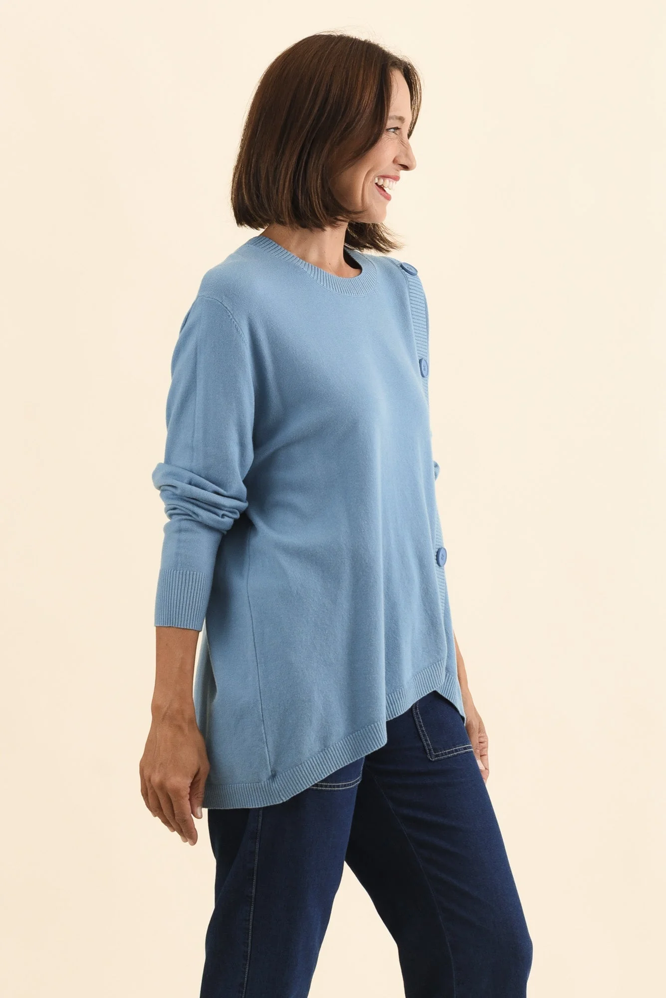 Dianne Blue Button Knit Sweater - Image 3