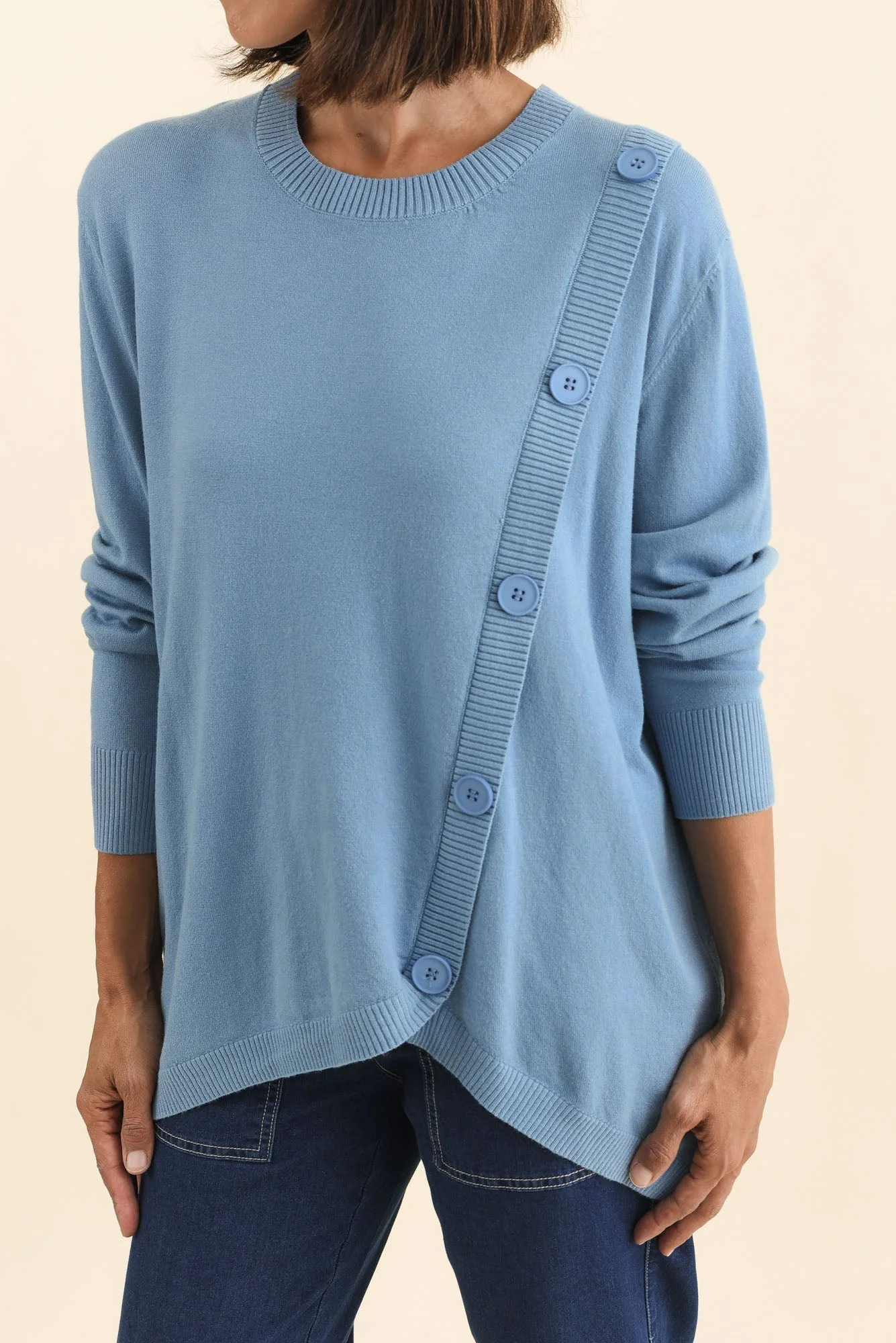 Dianne Blue Button Knit Sweater - Image 5