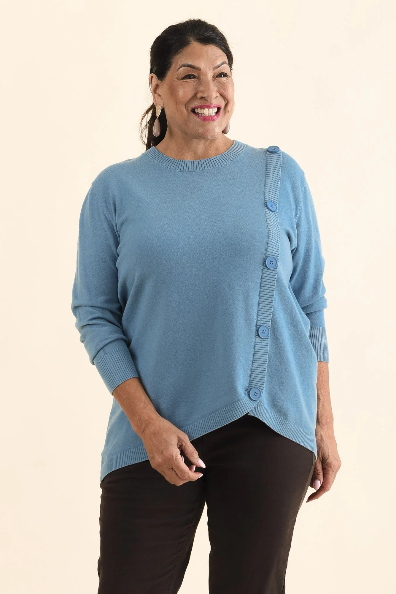 Dianne Blue Button Knit Sweater - Image 7