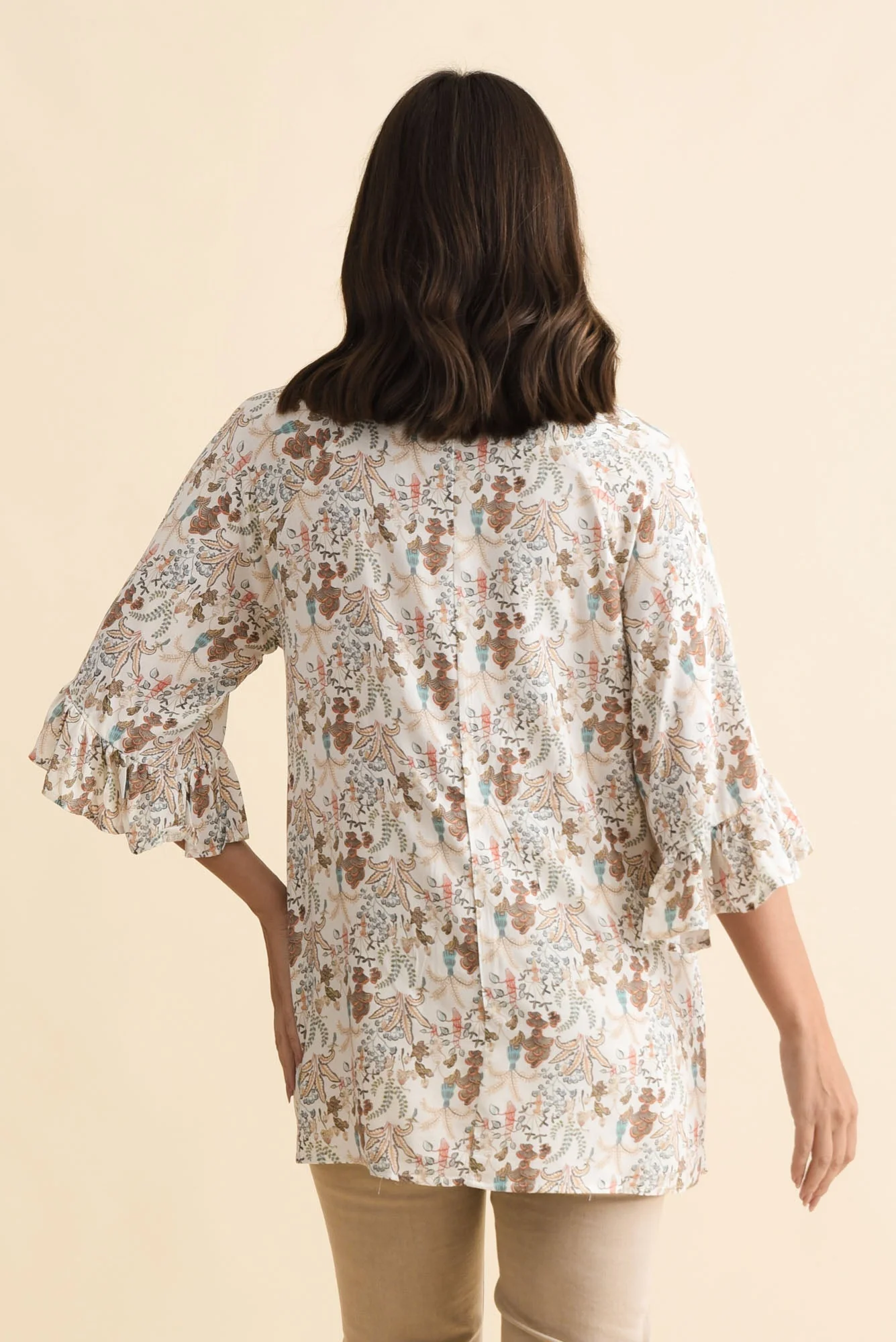 Diona Cream Garden Frill Sleeve Top - Image 4