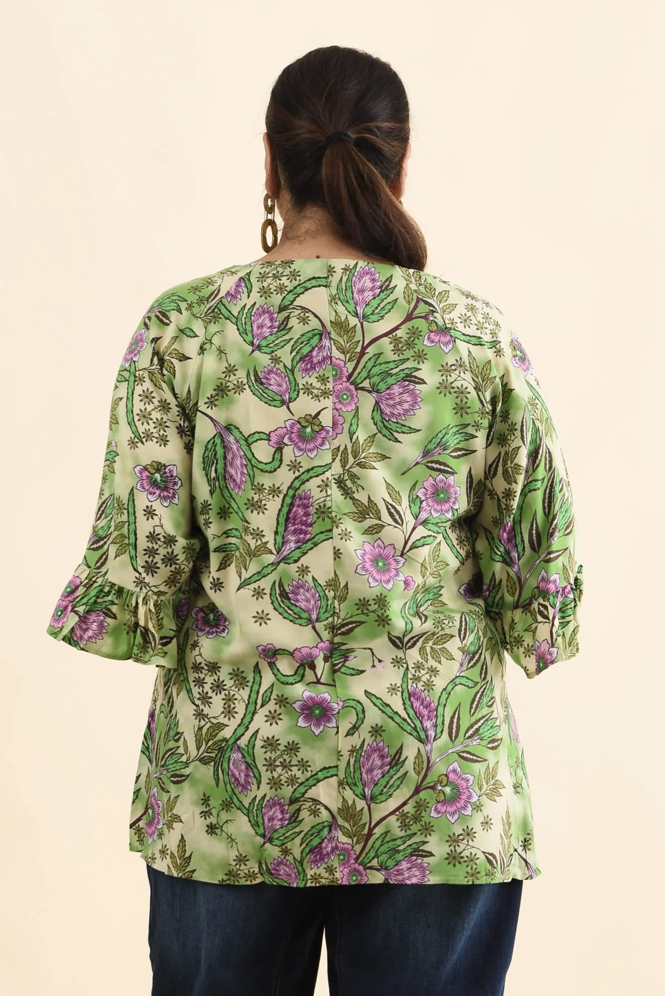 Diona Green Garden Frill Sleeve Top - Image 10