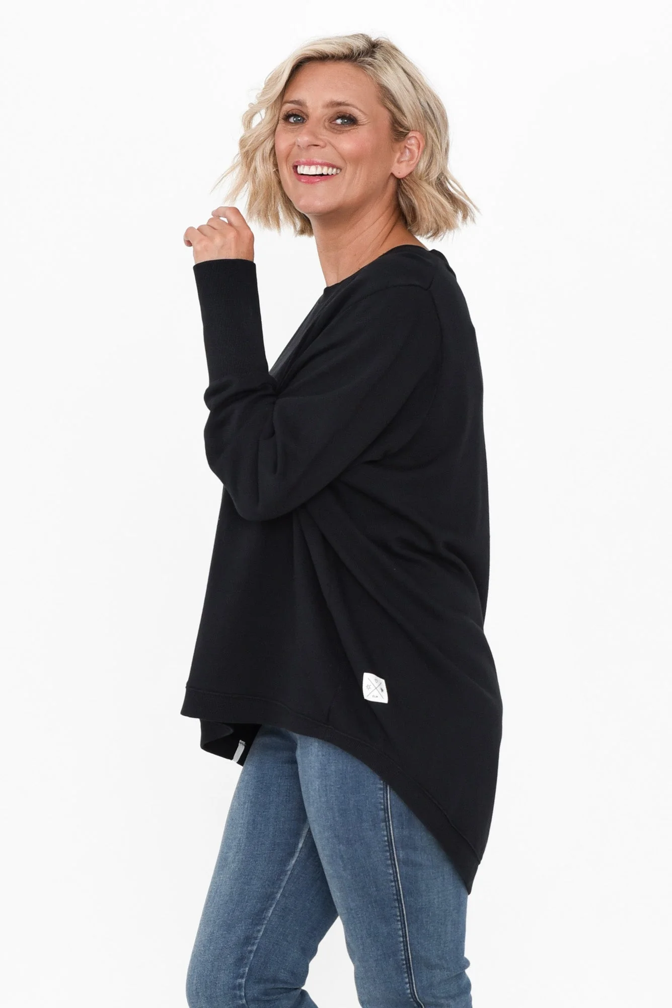 Divine Black Cotton Crew Sweatshirt - Image 3