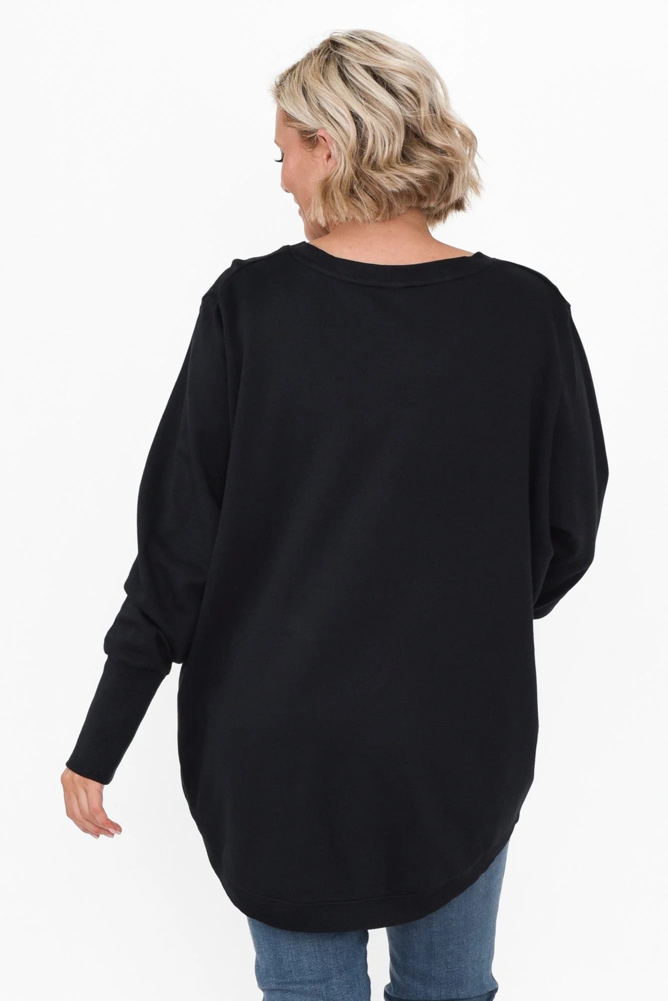 Divine Black Cotton Crew Sweatshirt - Image 4