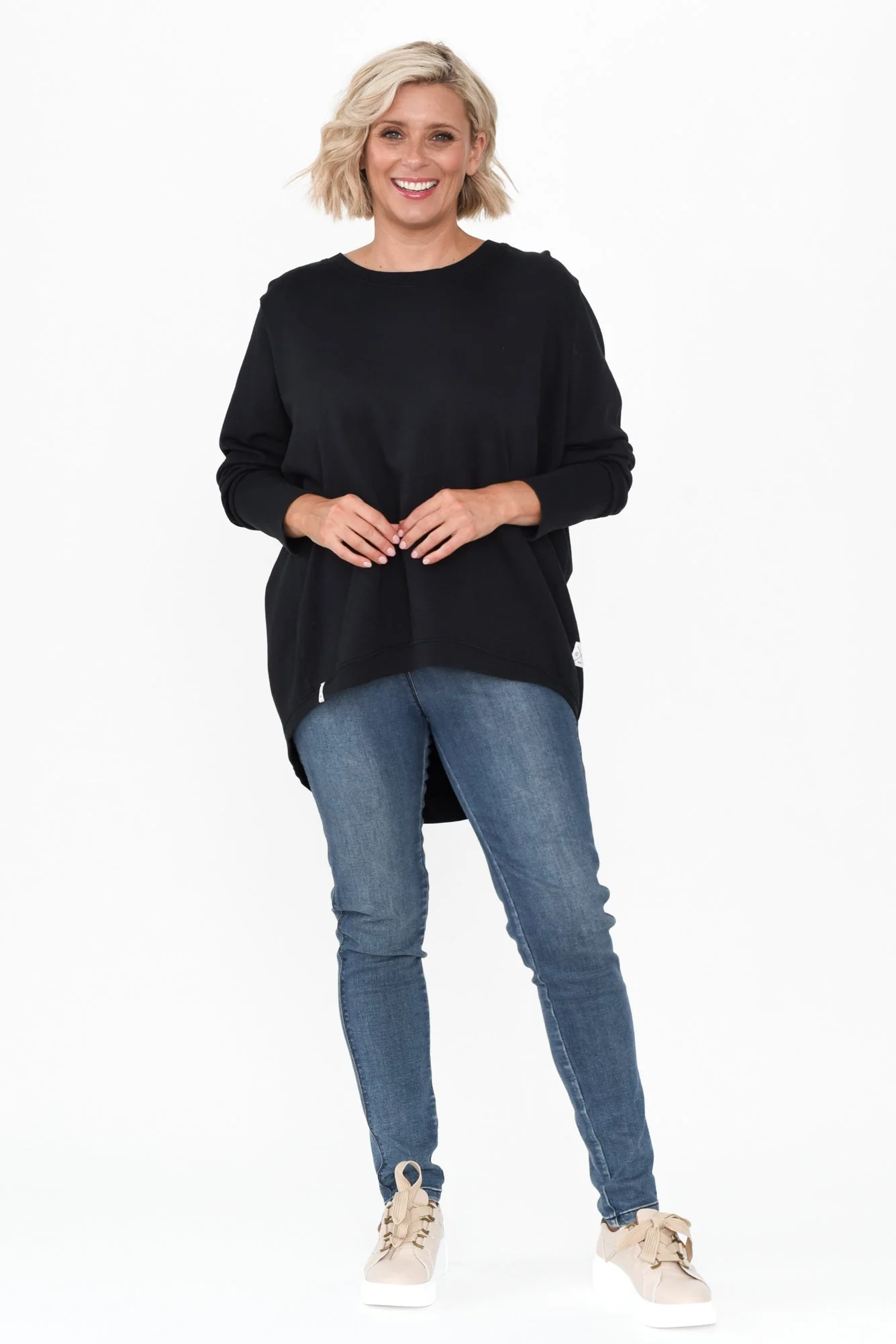Divine Black Cotton Crew Sweatshirt - Image 6
