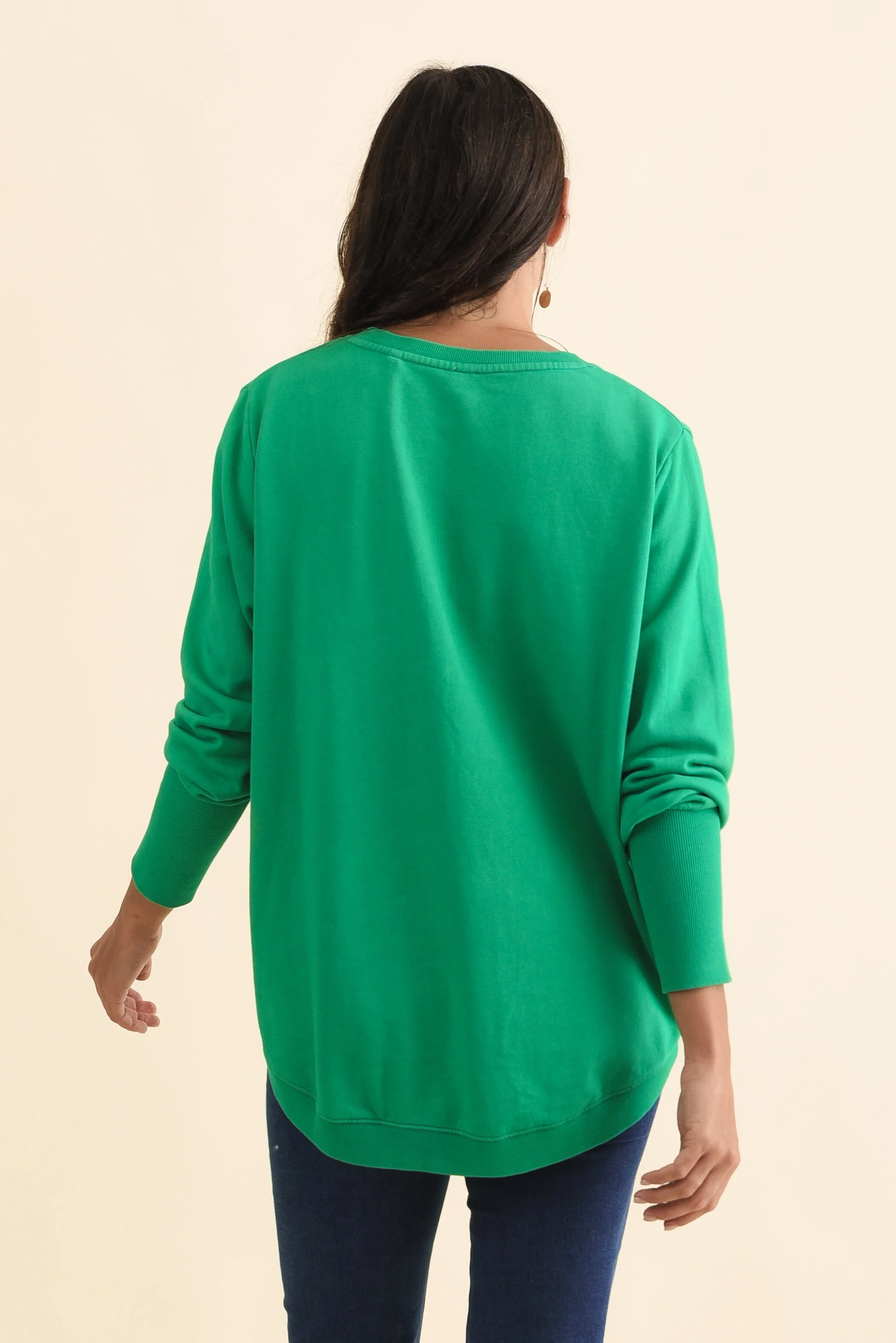 Divine Forest Green Cotton Crew Sweatshirt - Image 4