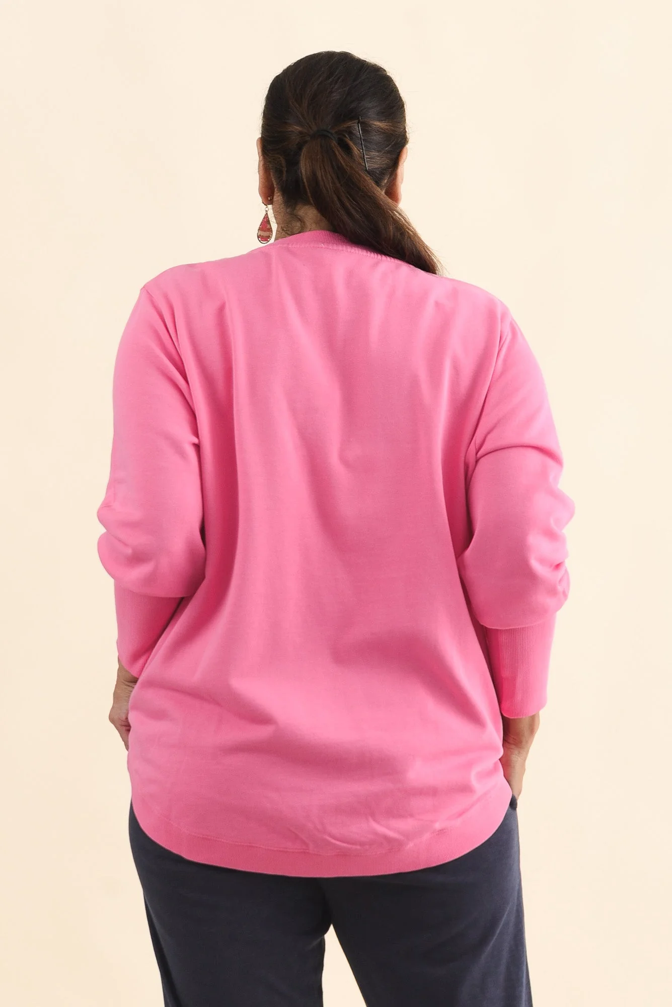 Divine Hot Pink Cotton Crew Sweatshirt - Image 11