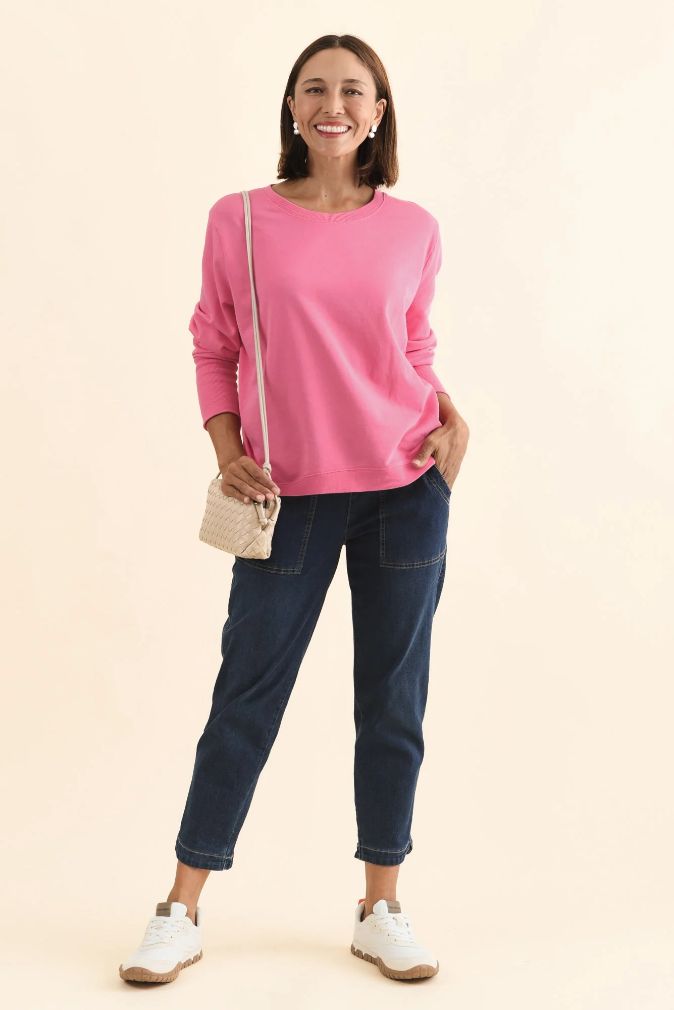 Divine Hot Pink Cotton Crew Sweatshirt - Image 3