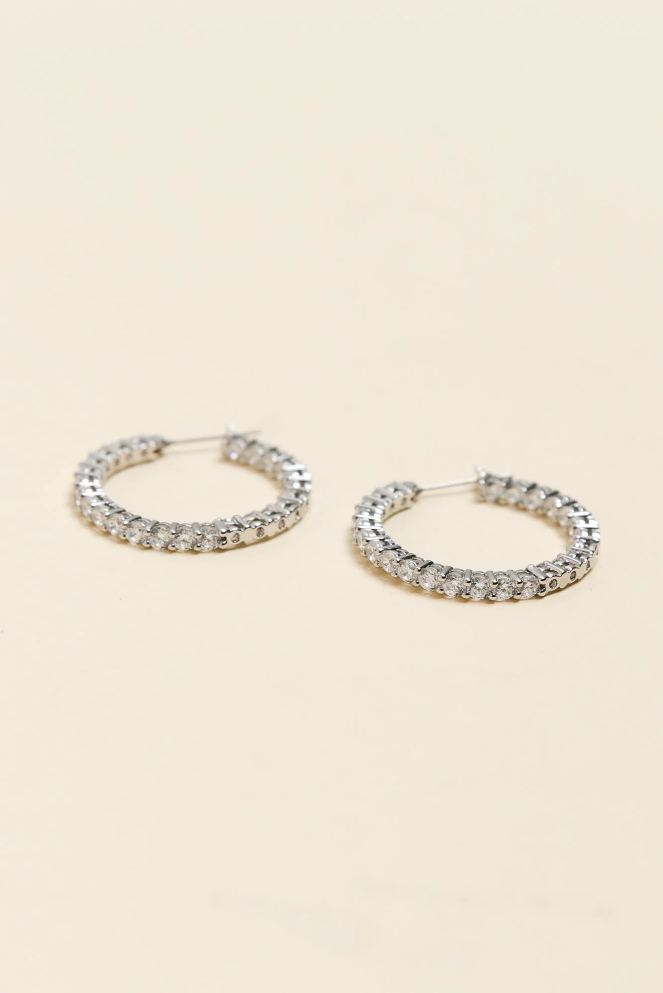 Dolce Vita Silver Diamante Hoop Earrings - Image 2
