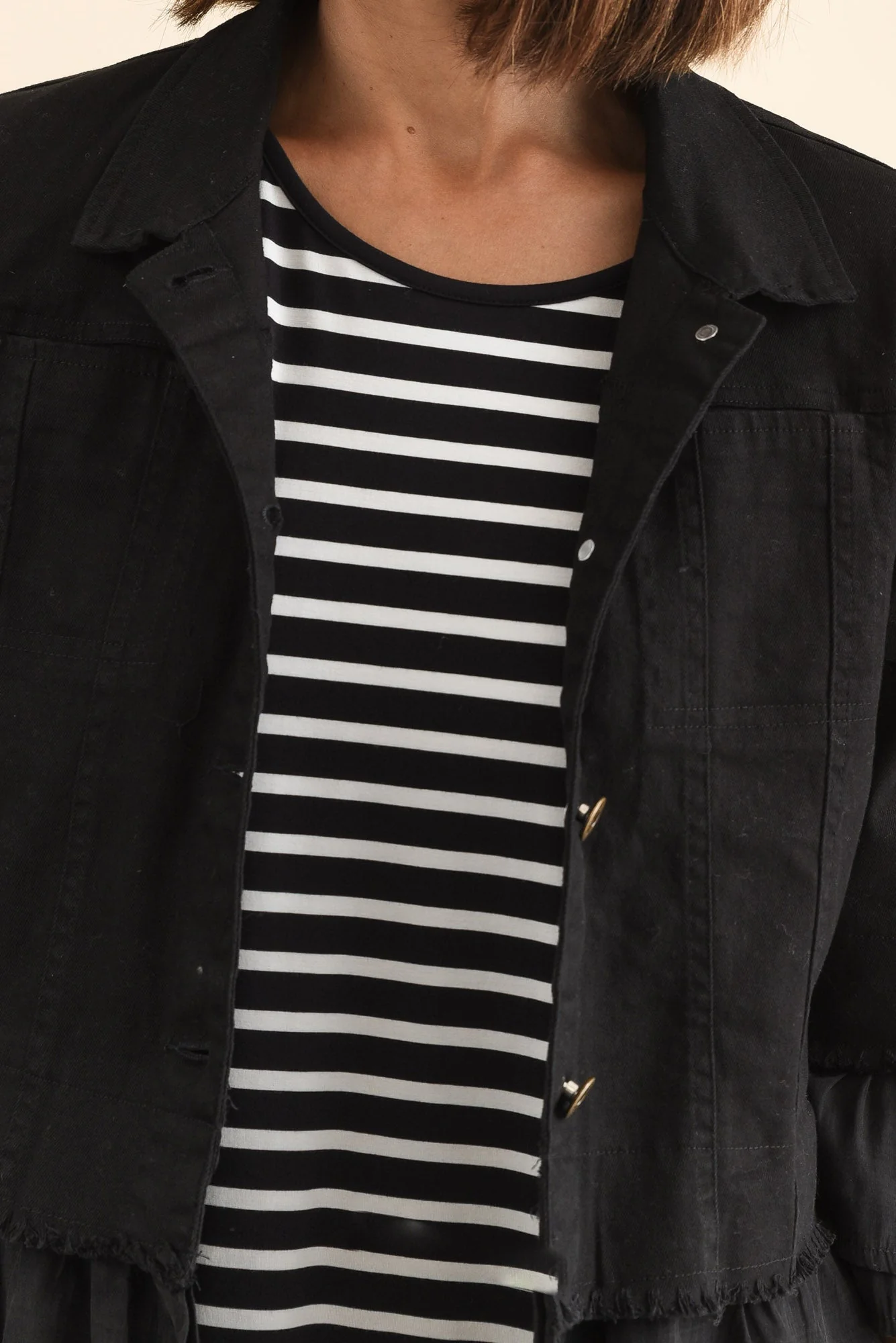 Dolores Black Cotton Frill Jacket - Image 5
