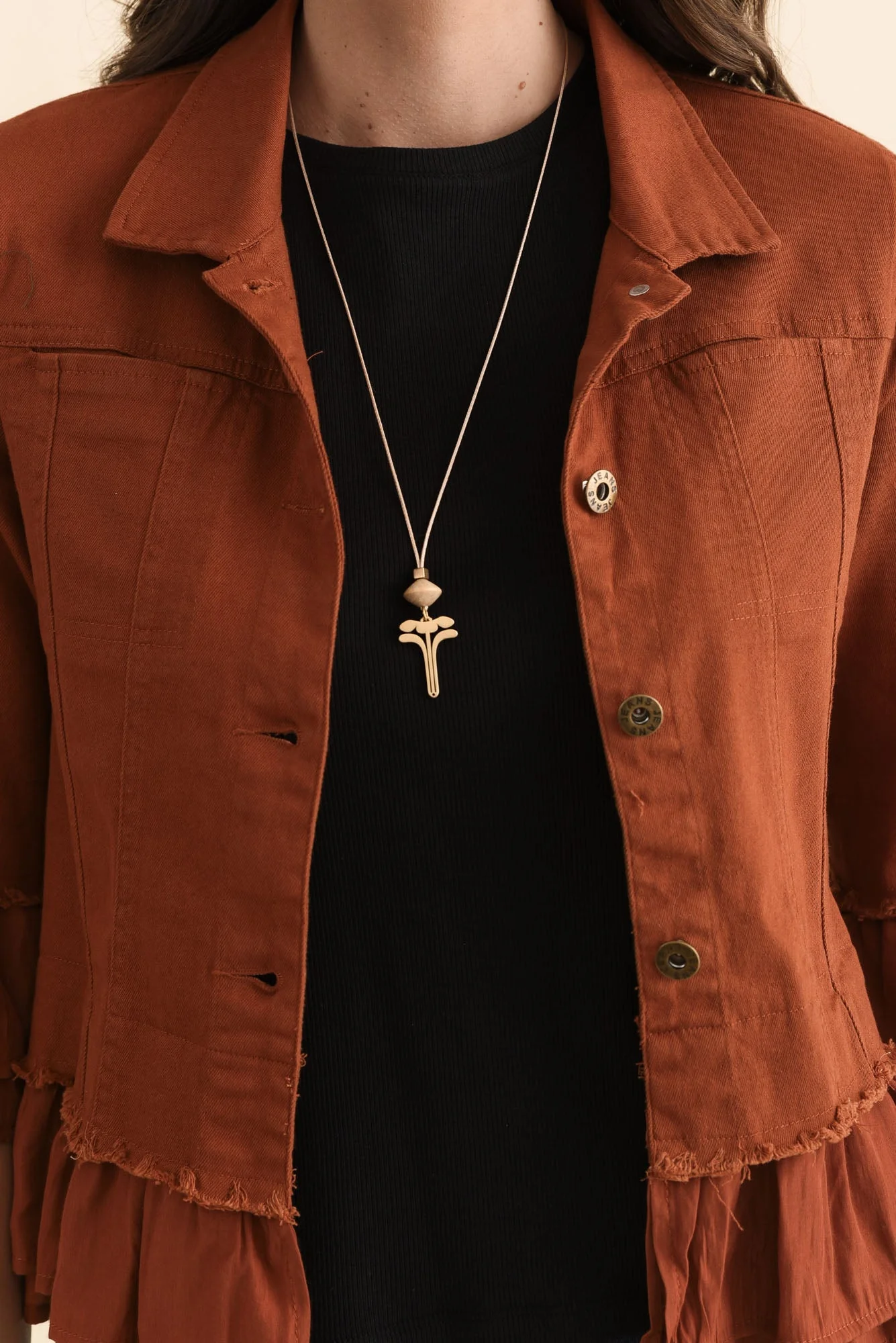 Dolores Rust Cotton Frill Jacket - Image 5