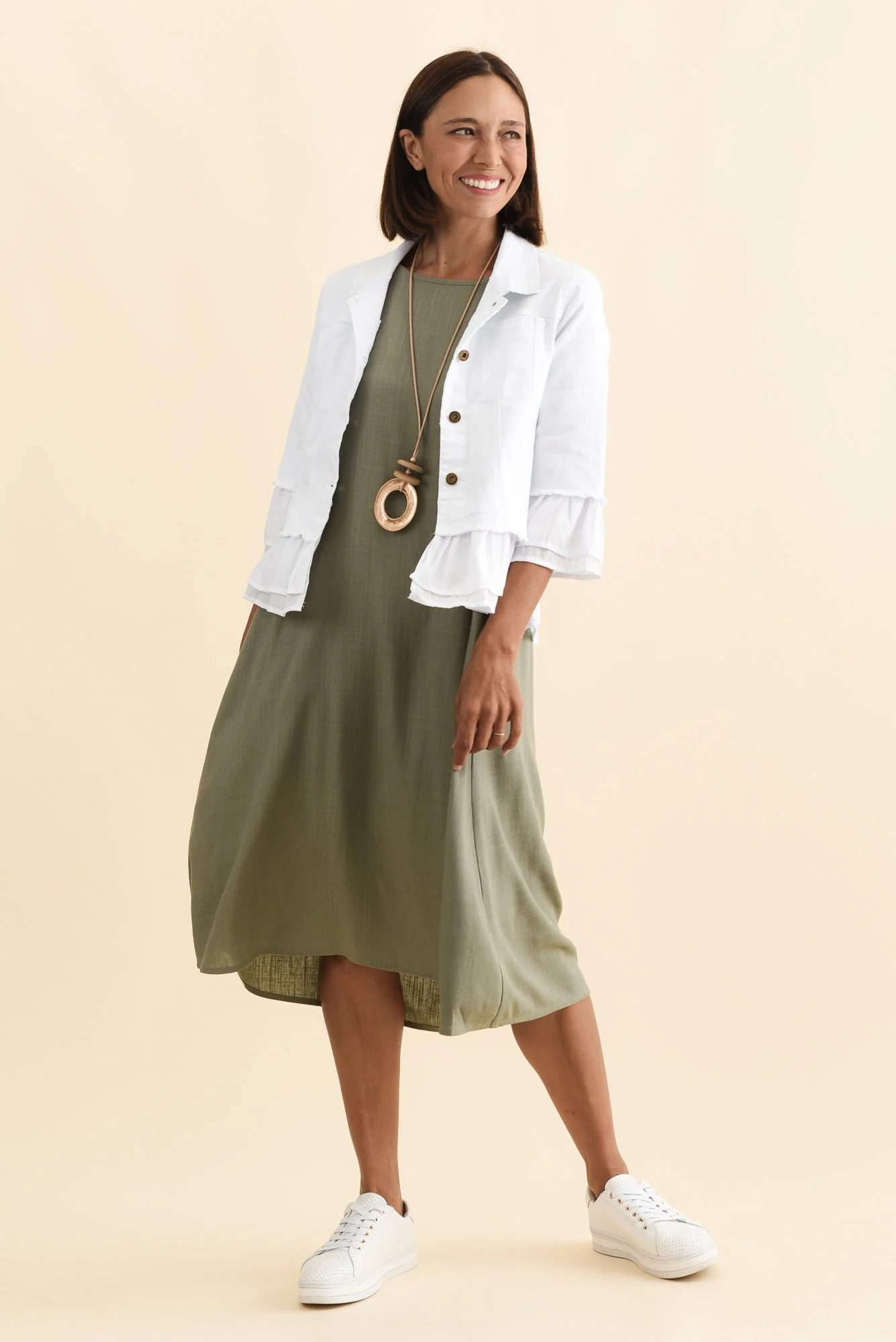 Dolores White Cotton Frill Jacket - Image 2