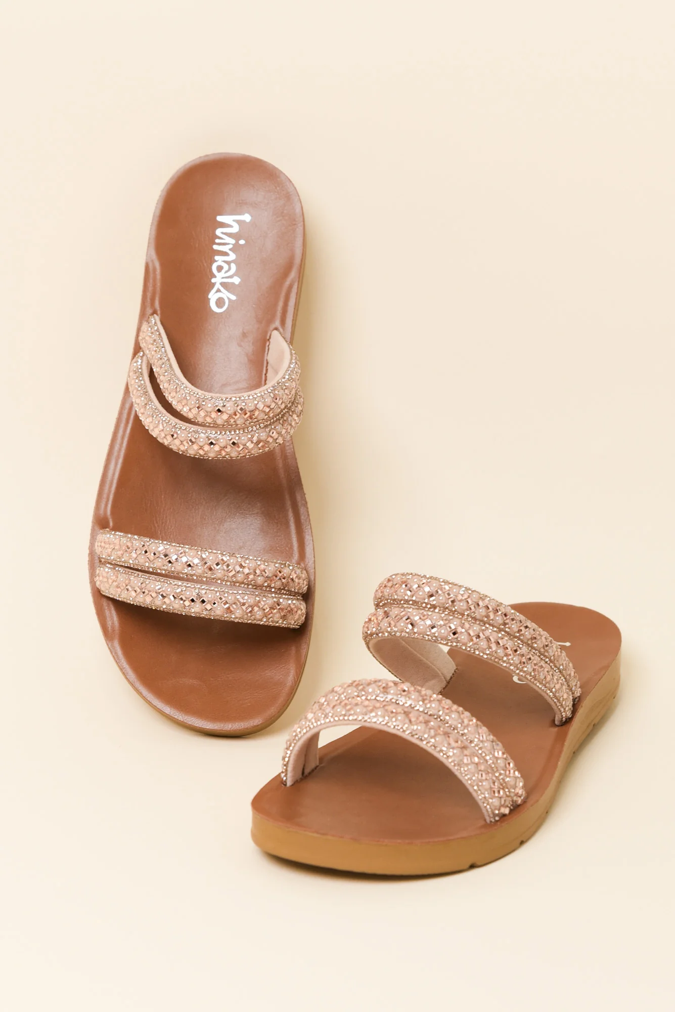 Dominica Rose Gold Diamante Slide - Image 3