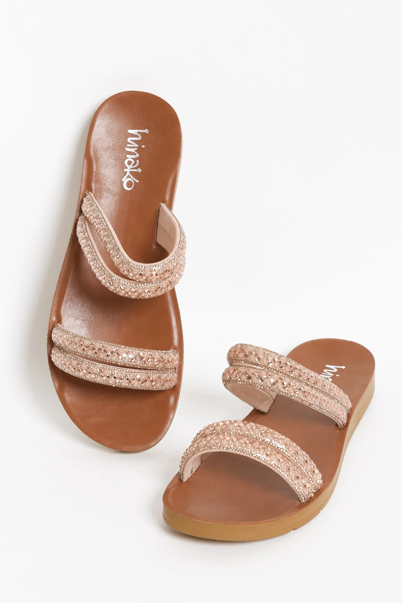 Dominica Rose Gold Diamante Slide - Image 4