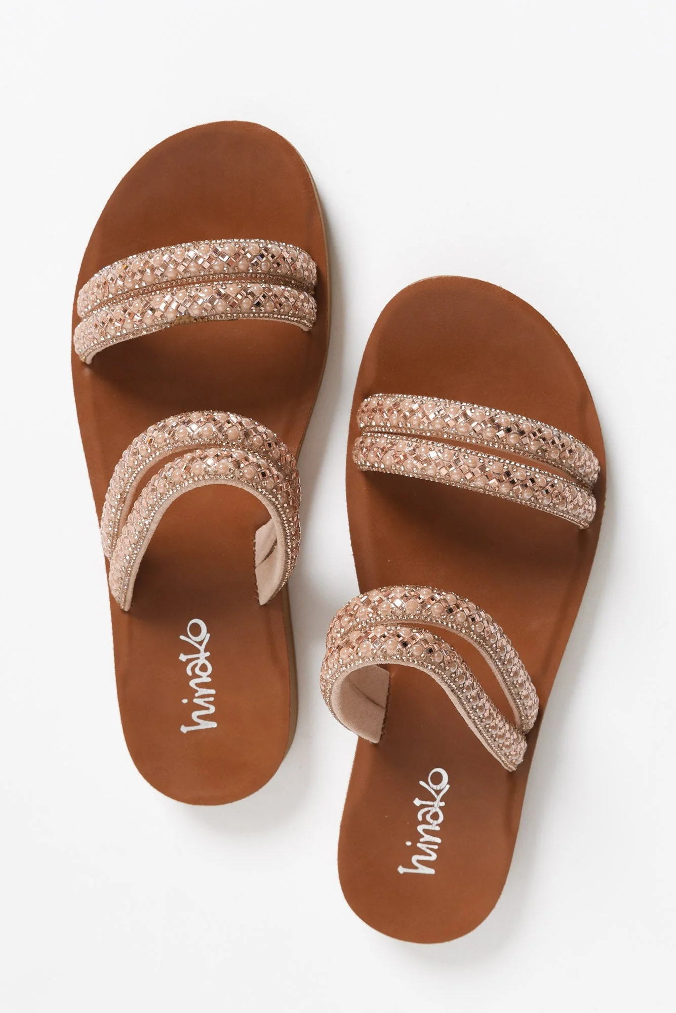 Dominica Rose Gold Diamante Slide - Image 5
