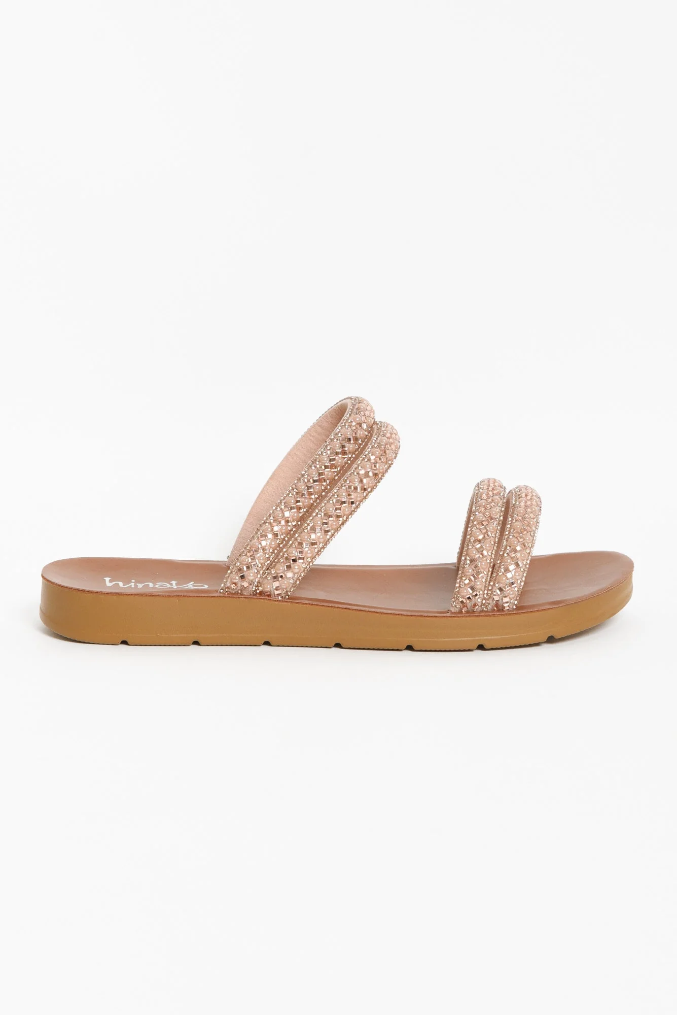 Dominica Rose Gold Diamante Slide - Image 8