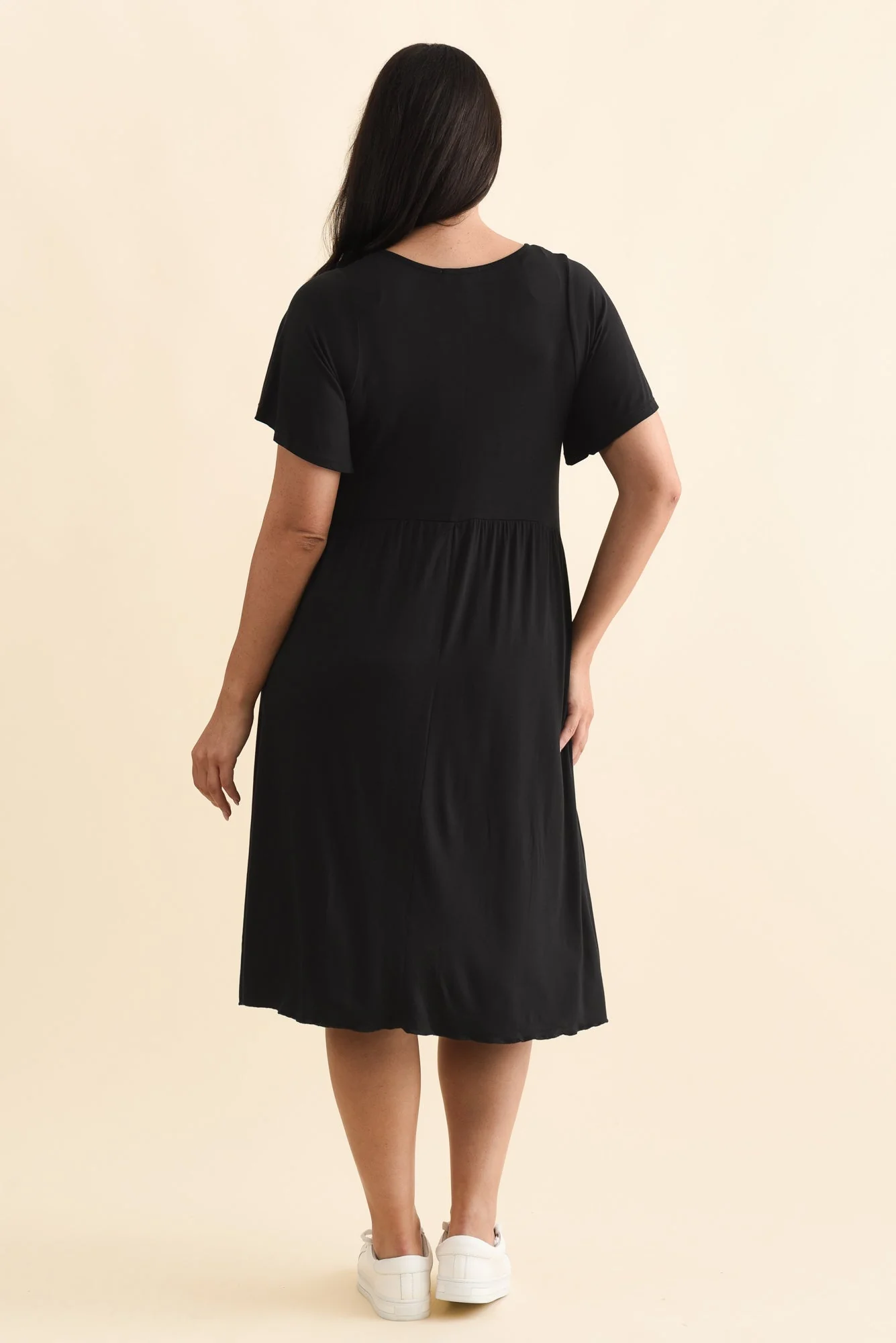 Donna Black Gathered Dress - Image 10