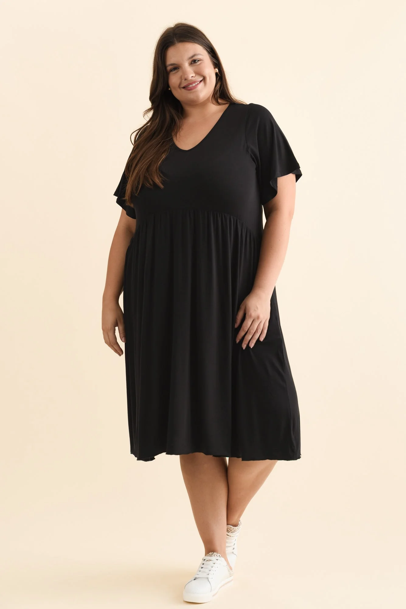 Donna Black Gathered Dress - Image 12