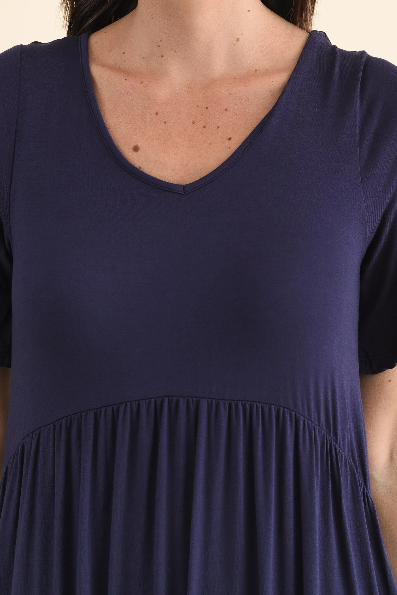 Donna Navy Gathered Dress - Image 2