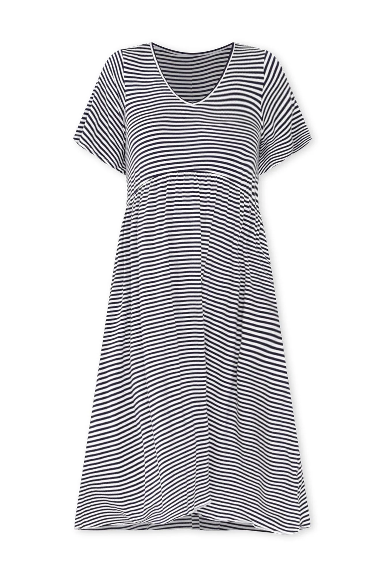 Donna Navy Stripe Gathered Dress - Image 4
