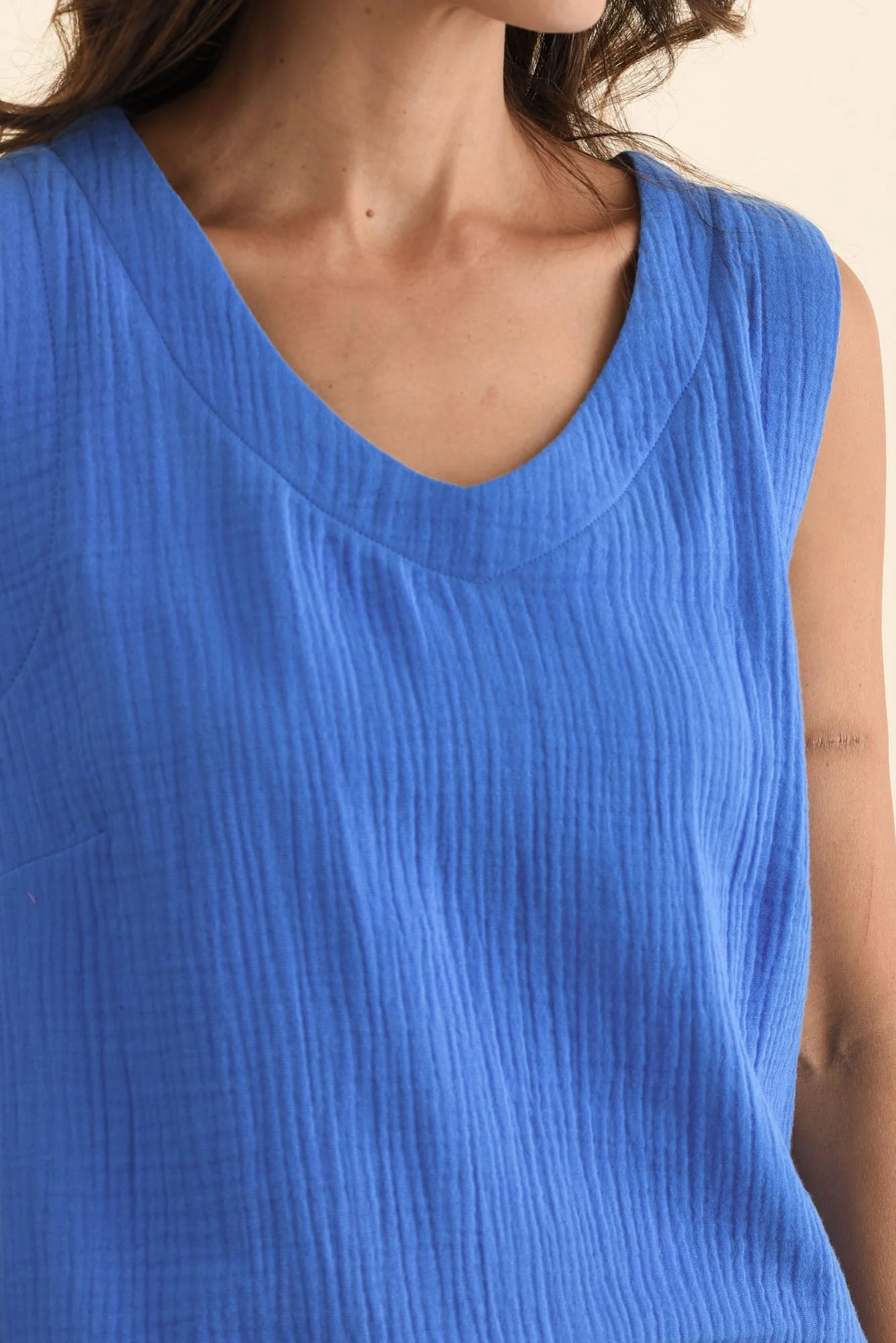 Dorey Cobalt Cotton Cheesecloth Tank - Image 5