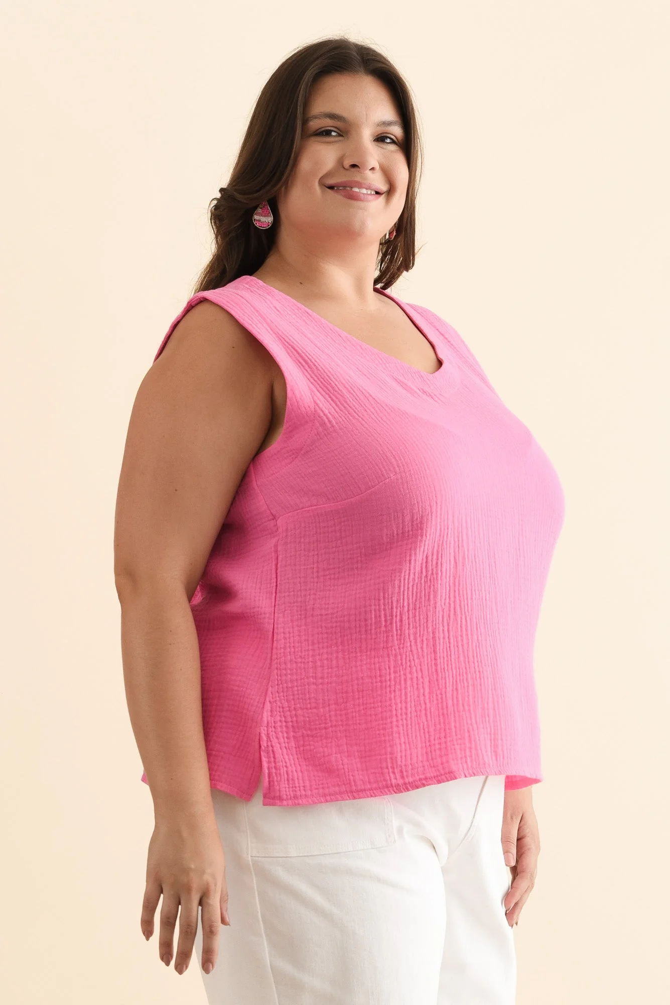 Dorey Pink Cotton Cheesecloth Tank - Image 10