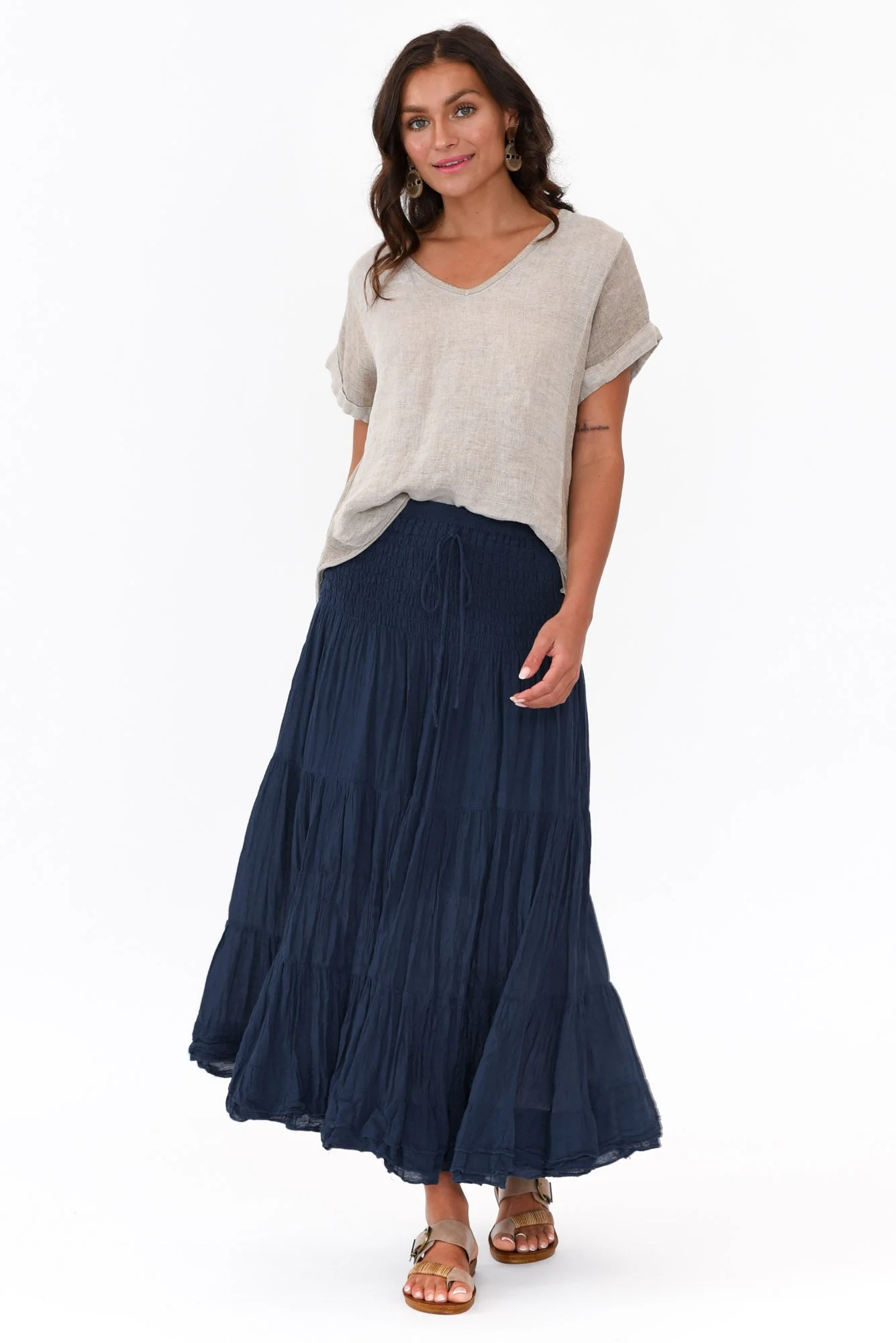 Dorian Beige Linen Cotton Top - Image 3