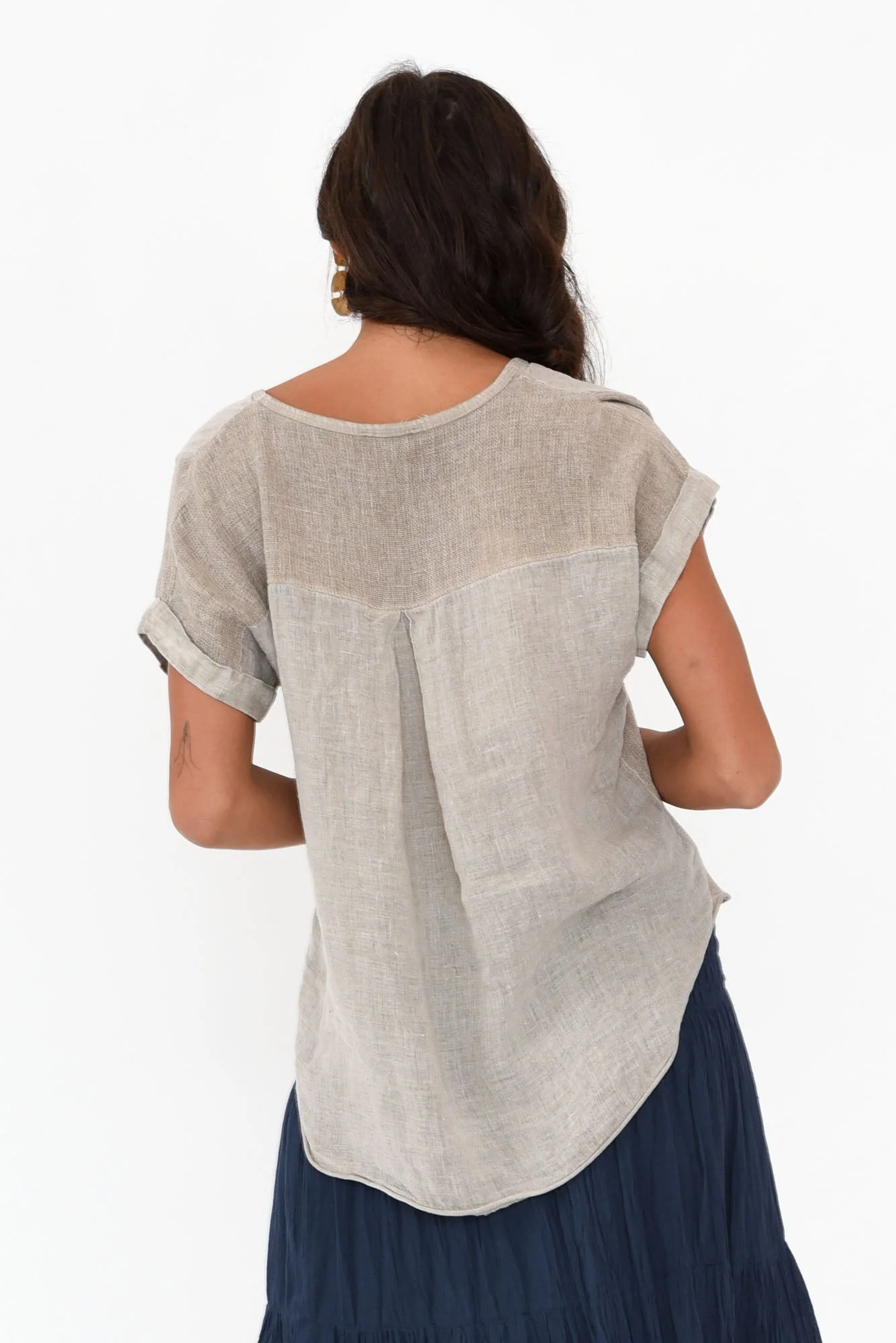 Dorian Beige Linen Cotton Top - Image 5
