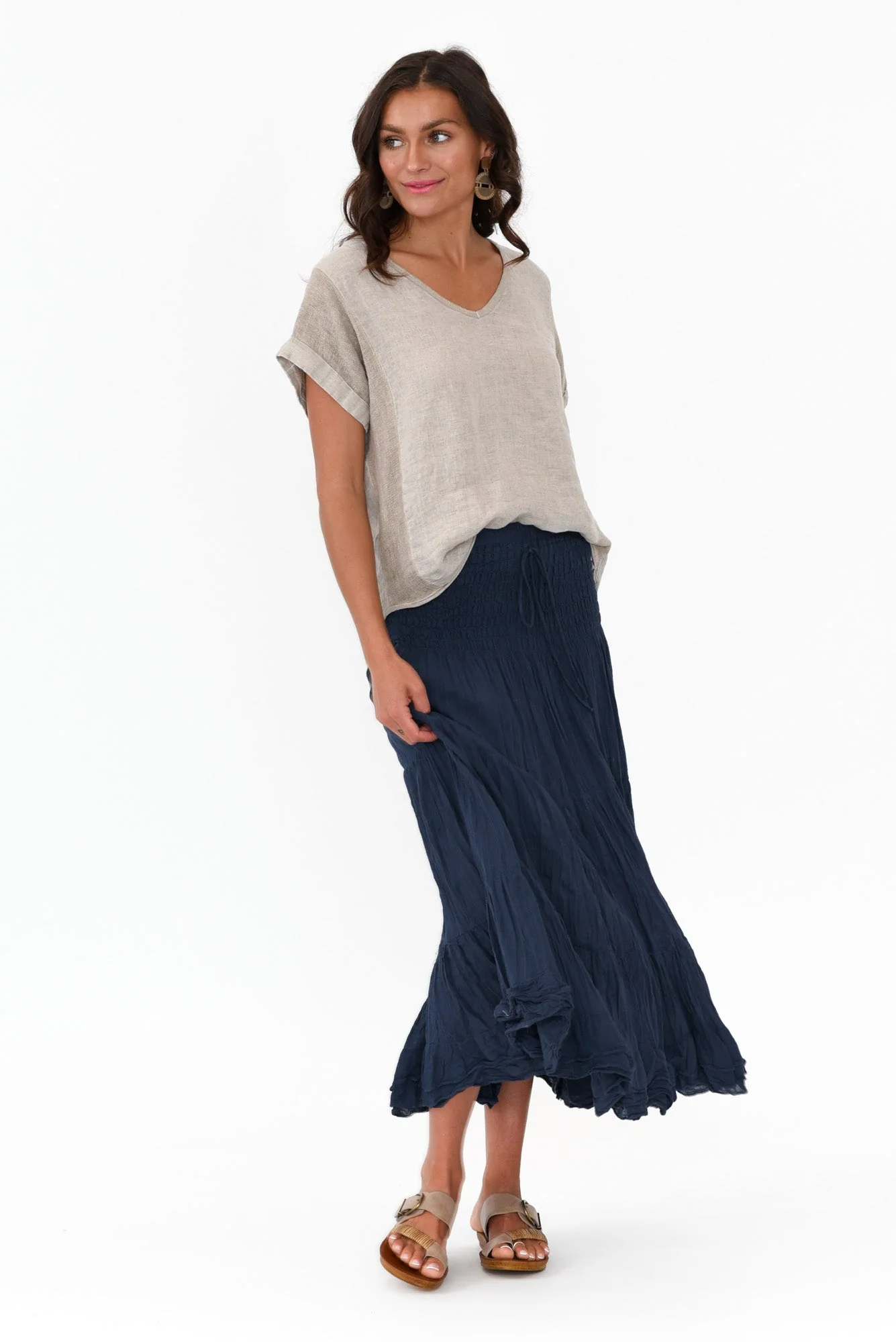Dorian Beige Linen Cotton Top - Image 6