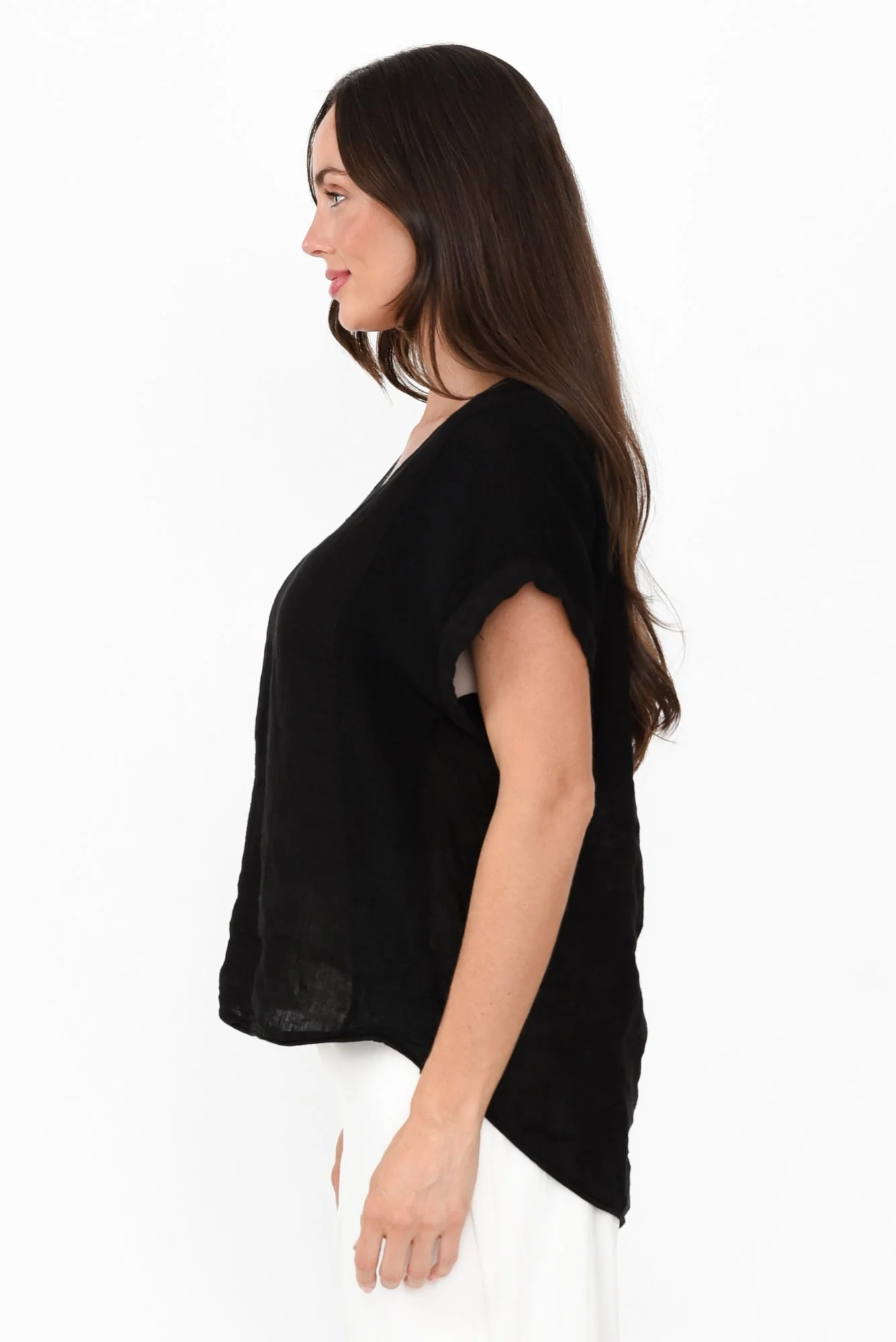Dorian Black Linen Cotton Top - Image 3