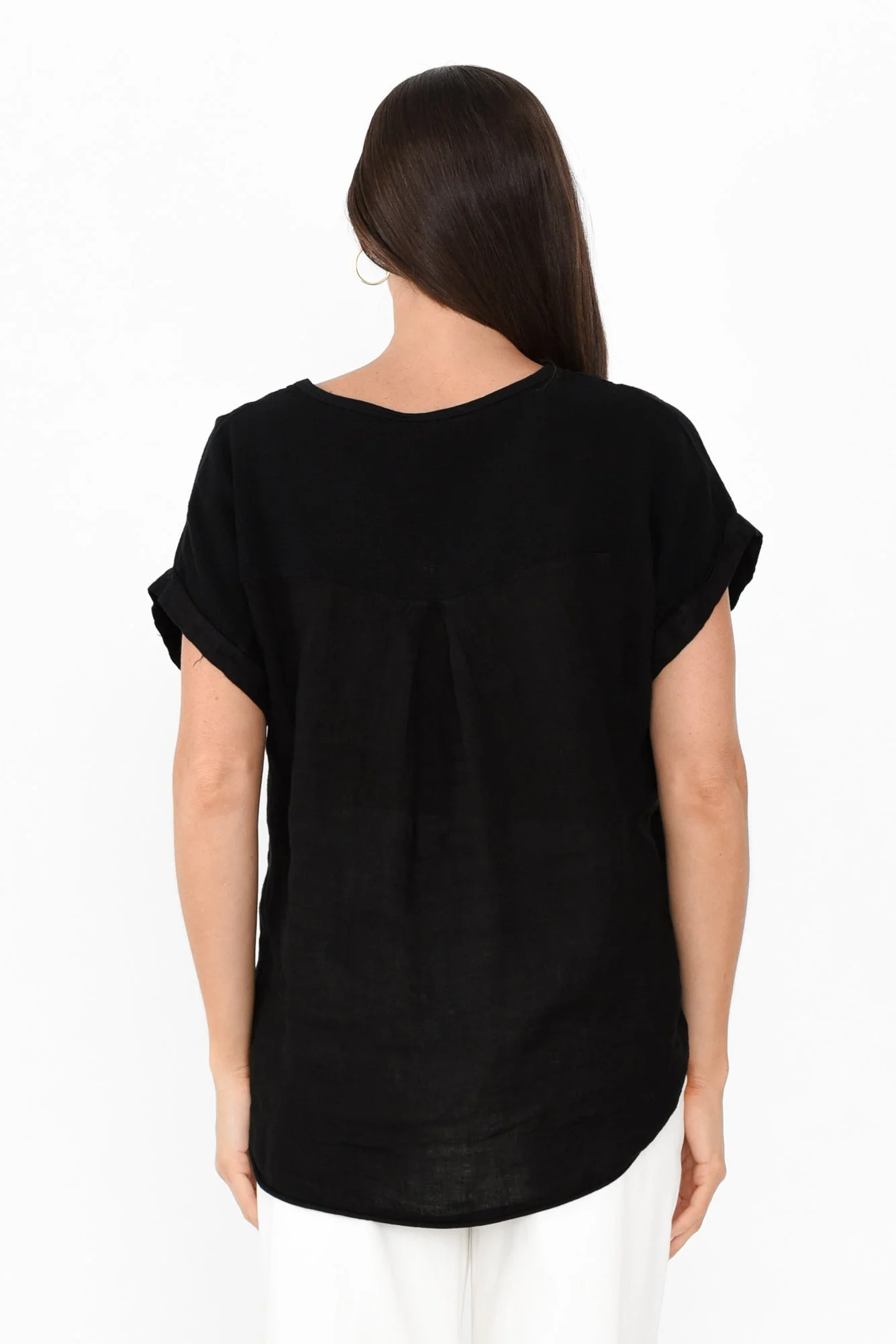 Dorian Black Linen Cotton Top - Image 4