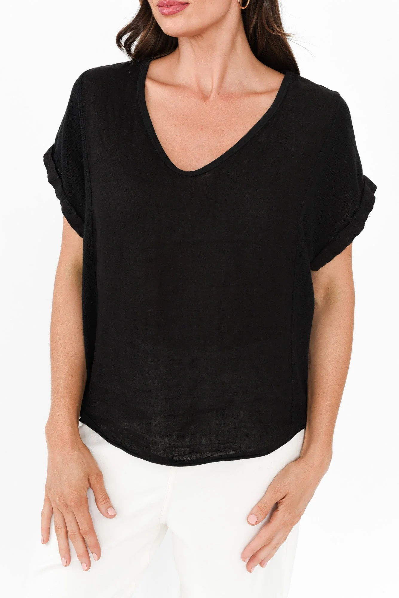 Dorian Black Linen Cotton Top - Image 5