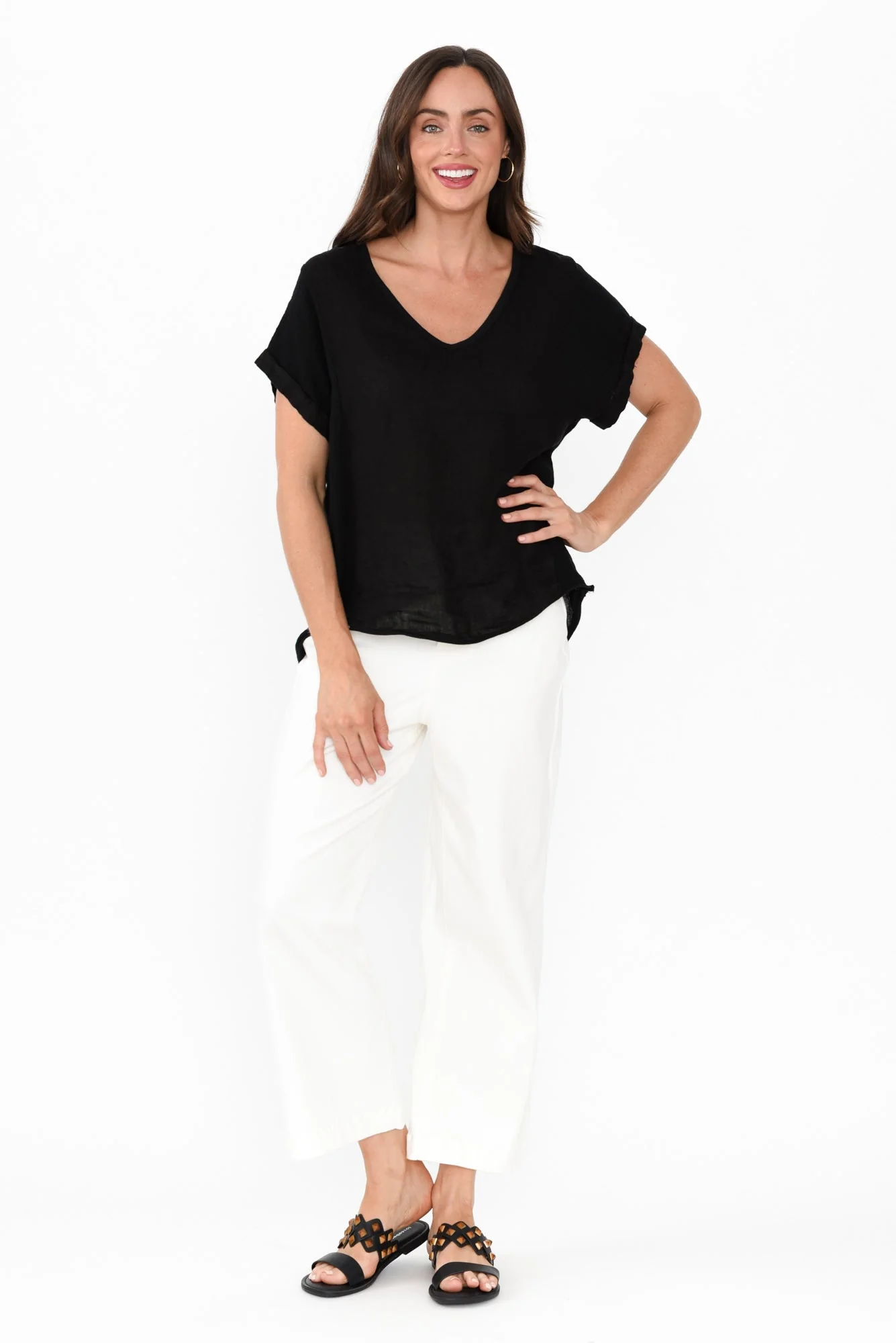 Dorian Black Linen Cotton Top - Image 6