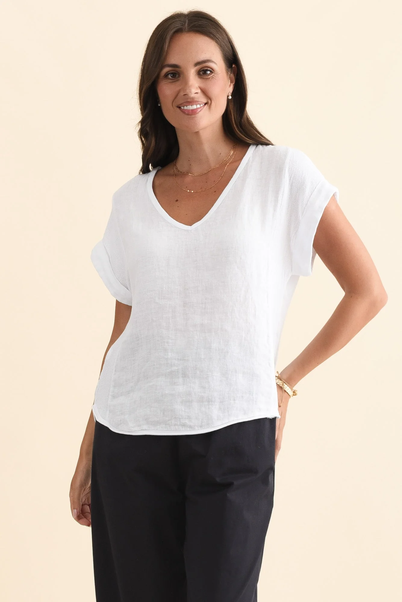 Dorian White Linen Cotton Top - Image 2