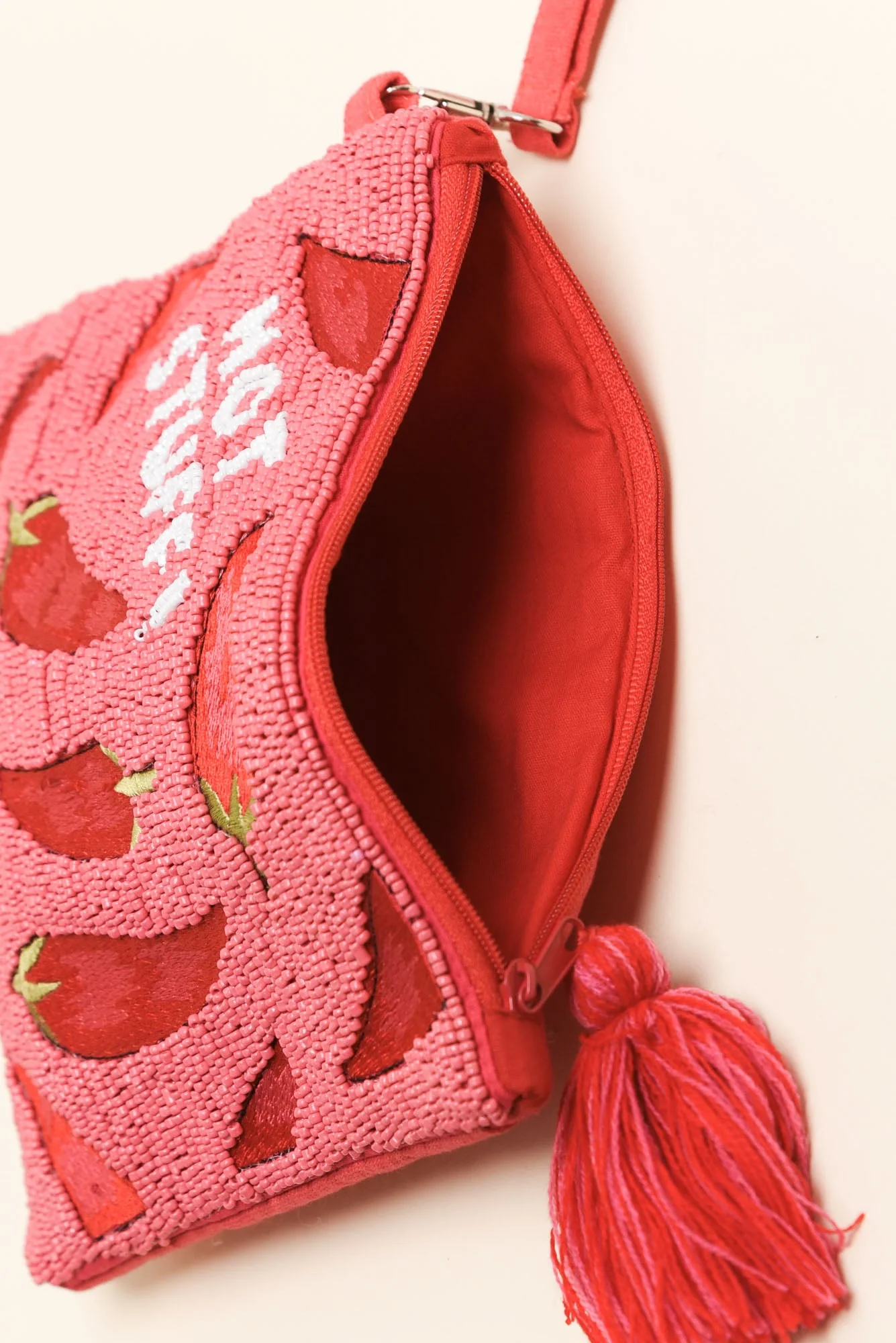 Dulce Hot Pink Chilli Beaded Clutch - Image 2