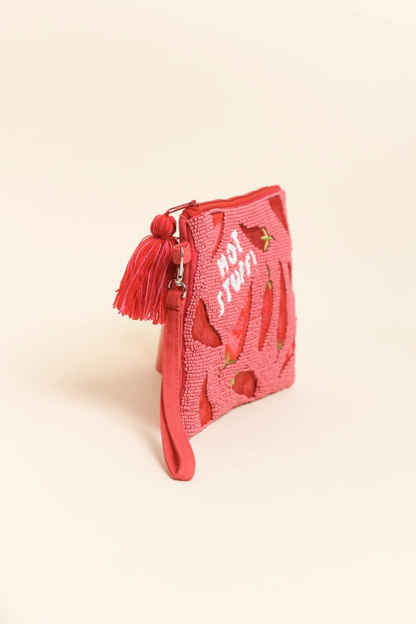 Dulce Hot Pink Chilli Beaded Clutch - Image 3