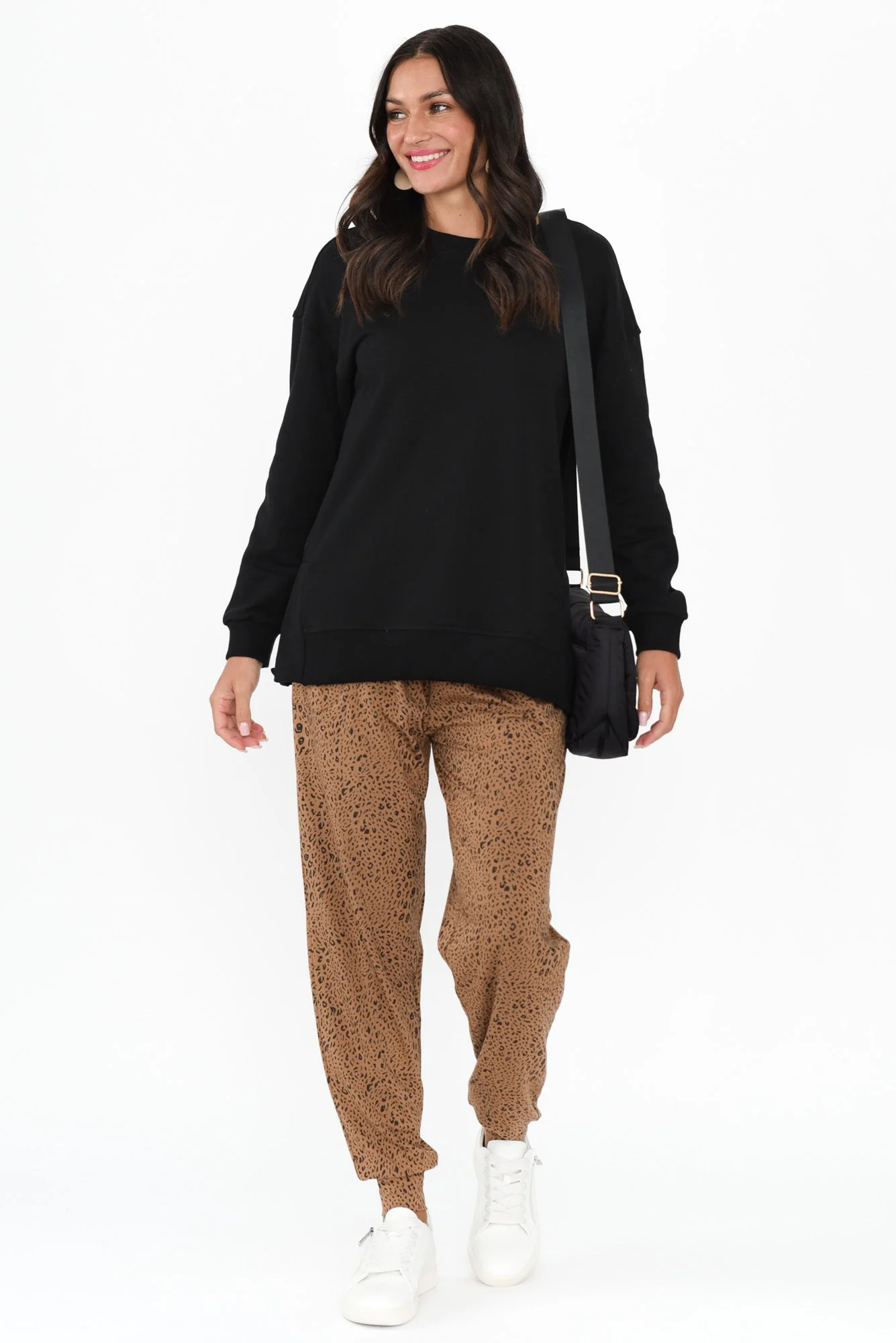Easy Black Cotton Crew Sweatshirt - Image 2