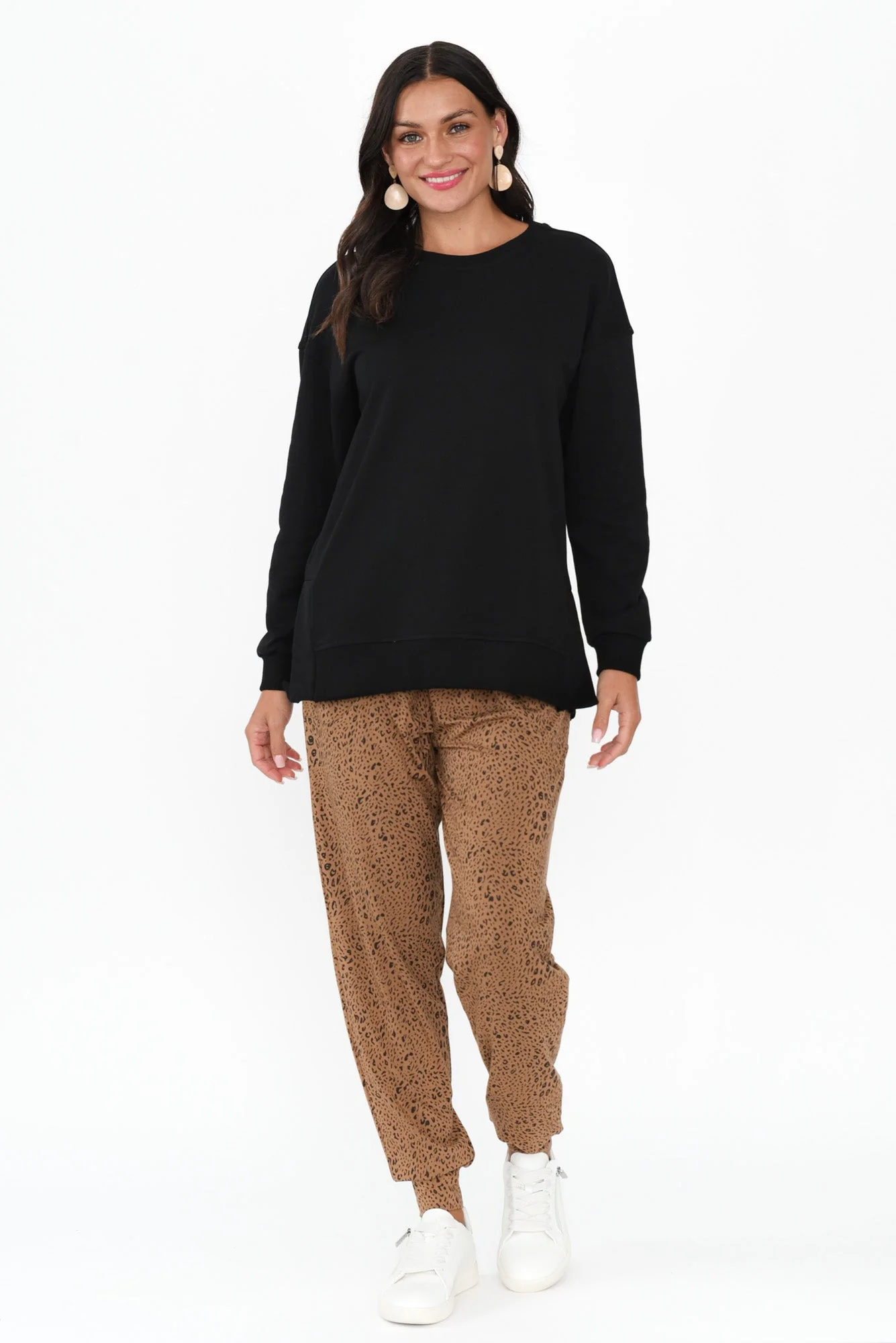 Easy Black Cotton Crew Sweatshirt - Image 6