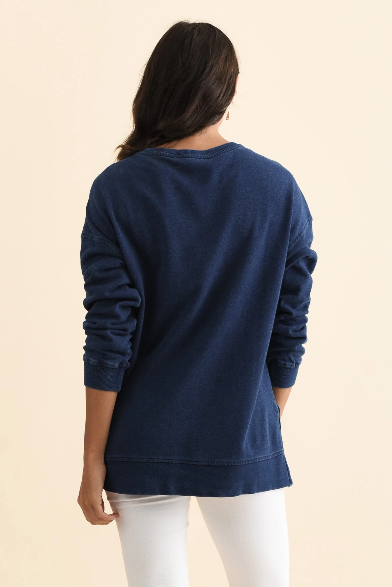Easy Navy Cotton Crew Sweatshirt - Image 5