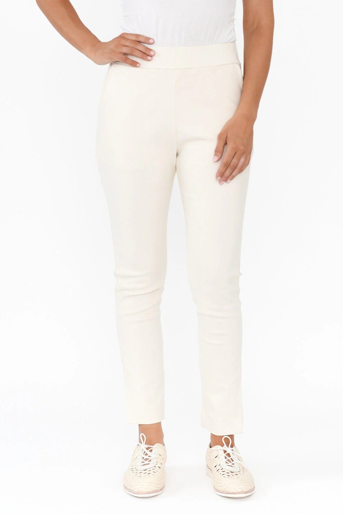 Eclipse Cream Cotton Stretch Pants - Image 2