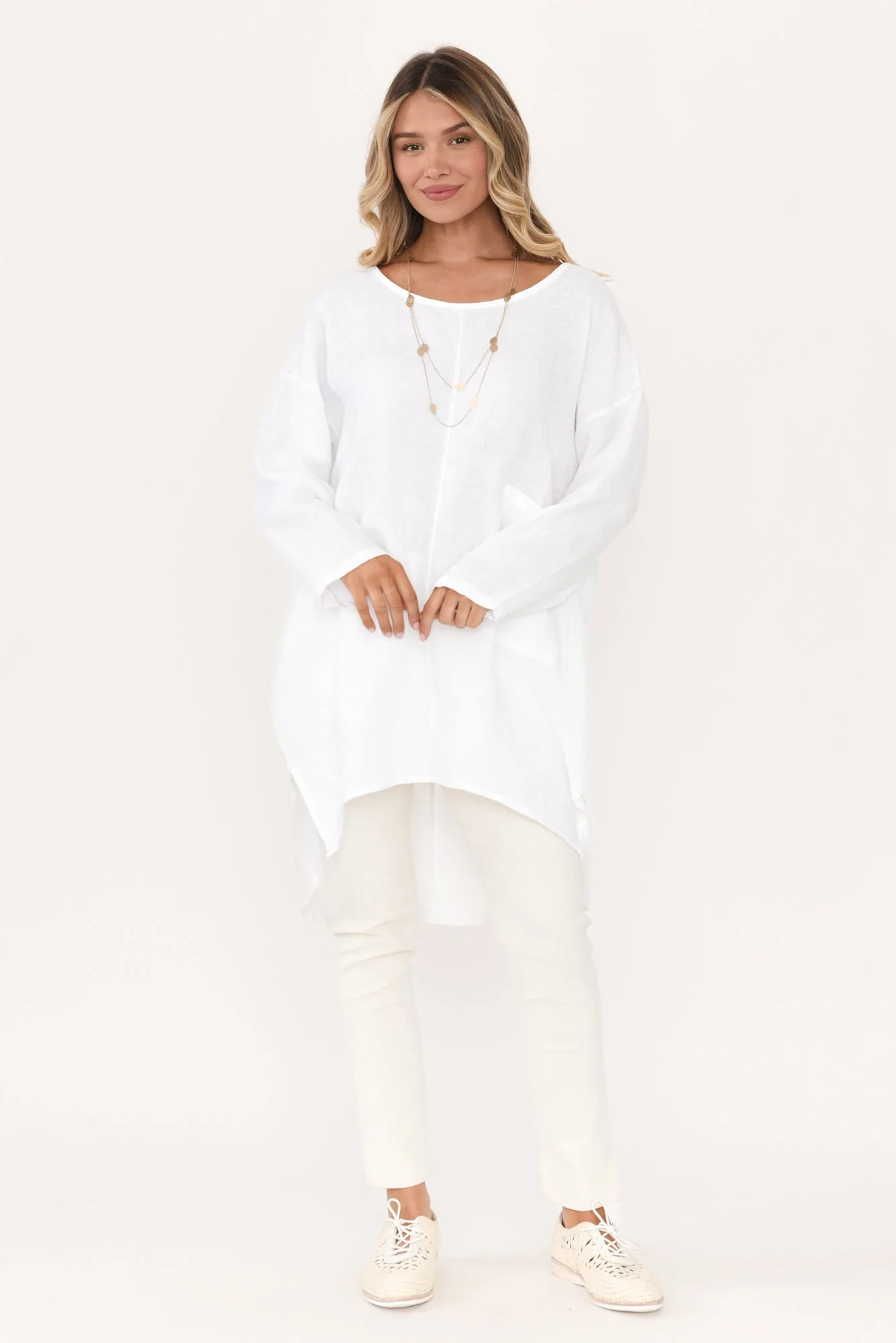 Eclipse Cream Cotton Stretch Pants - Image 3