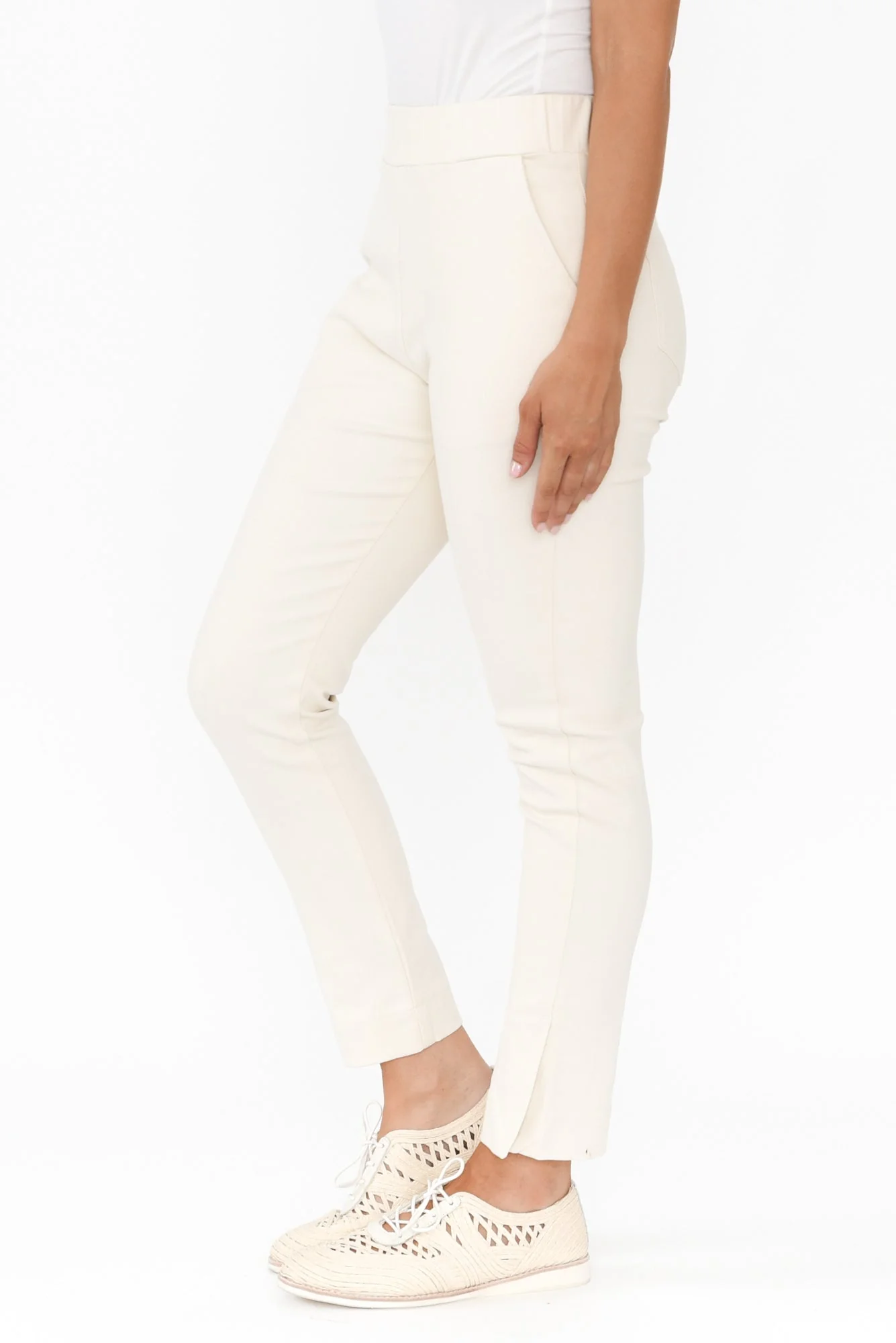 Eclipse Cream Cotton Stretch Pants - Image 4