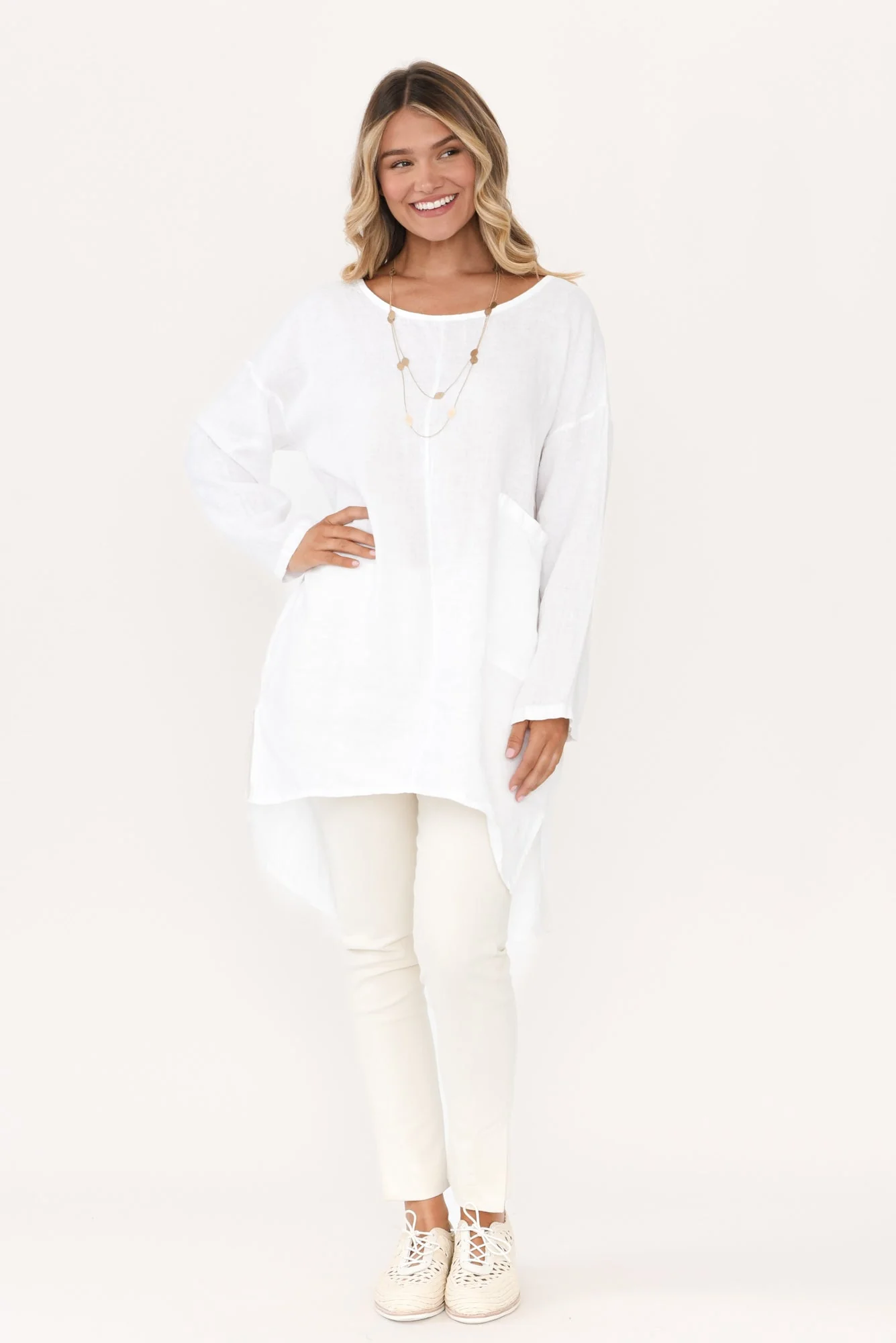 Eclipse Cream Cotton Stretch Pants - Image 7