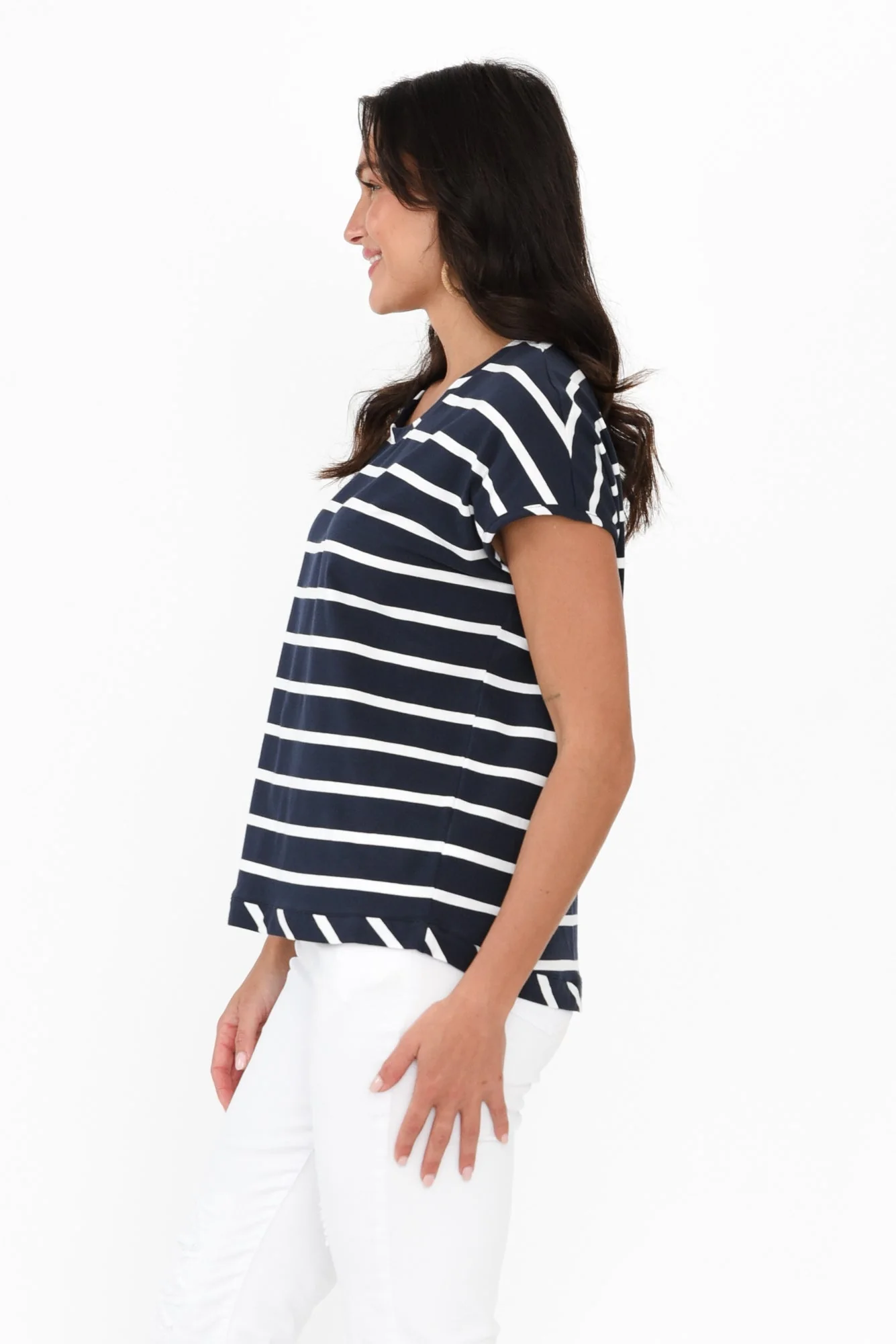 Eddie Navy Stripe Cotton Tee - Image 3