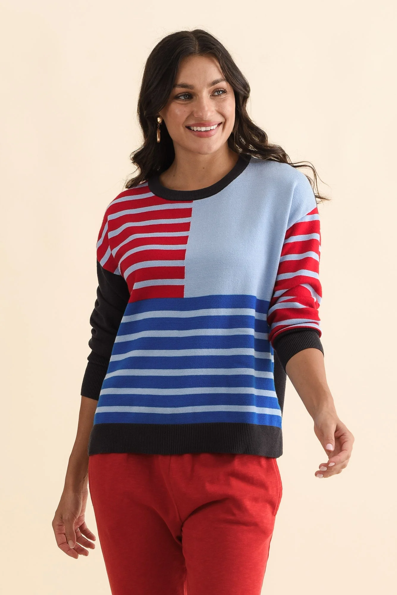 Effie Blue Stripe Knit Sweater - Image 2