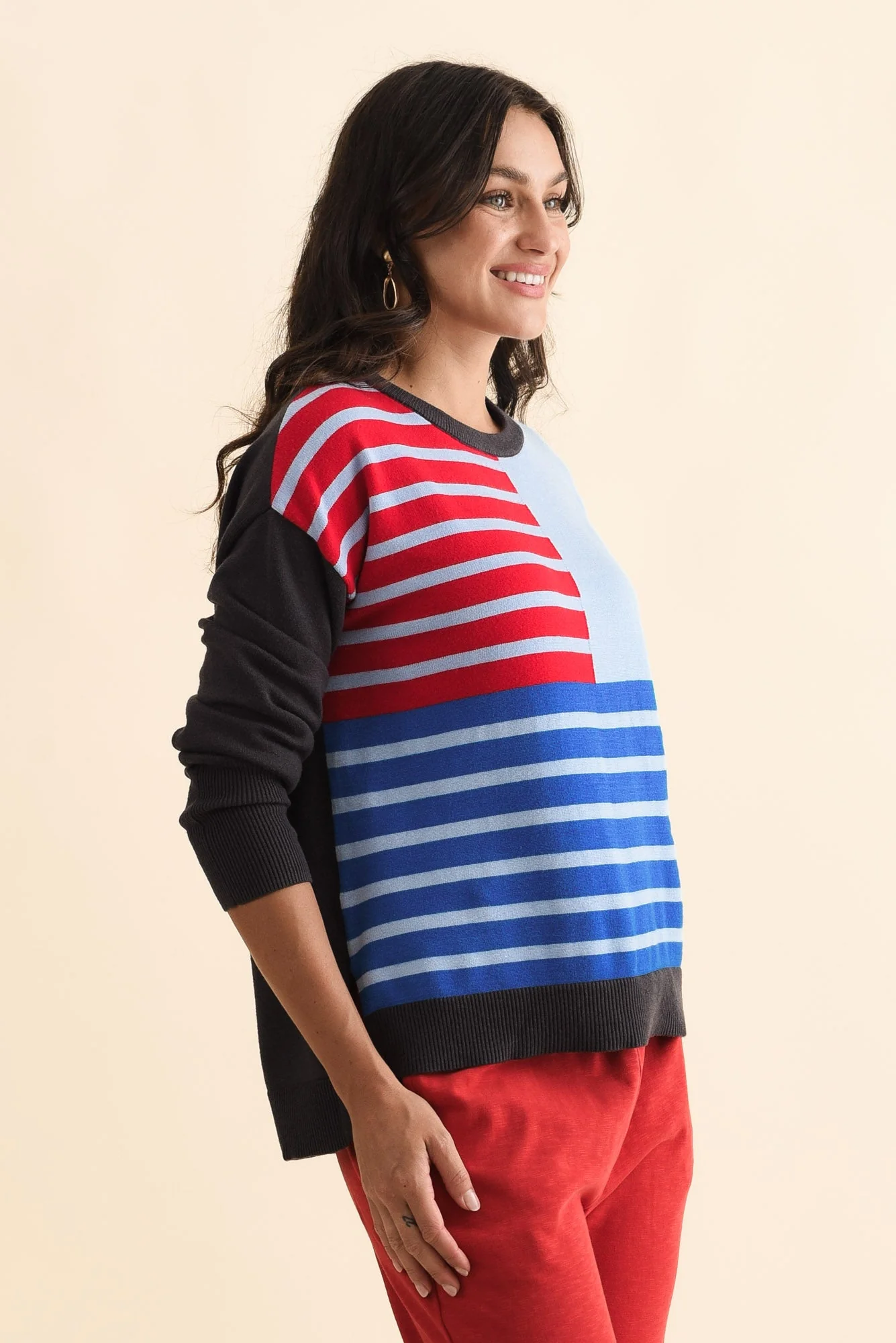Effie Blue Stripe Knit Sweater - Image 4
