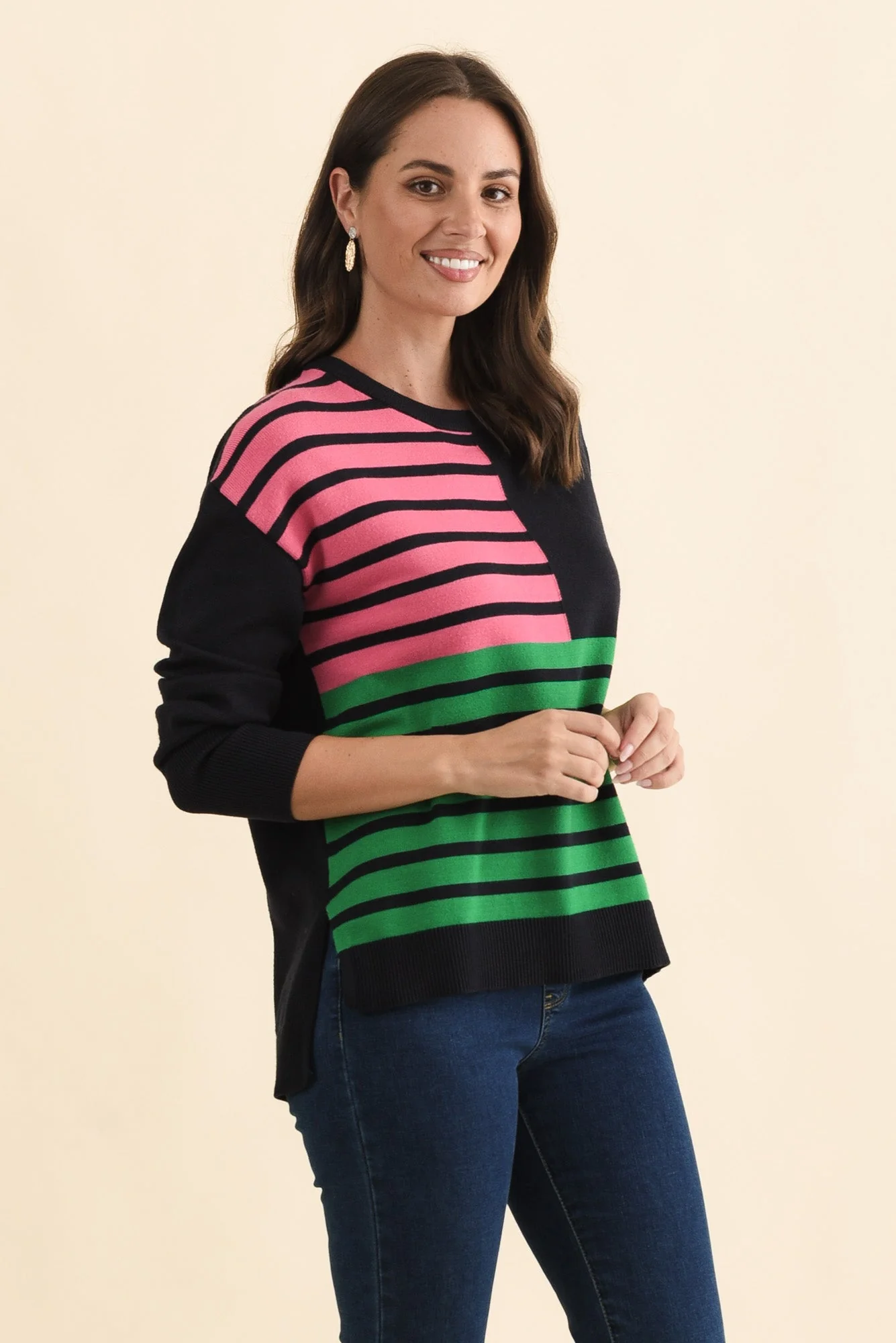 Effie Navy Stripe Knit Sweater - Image 3