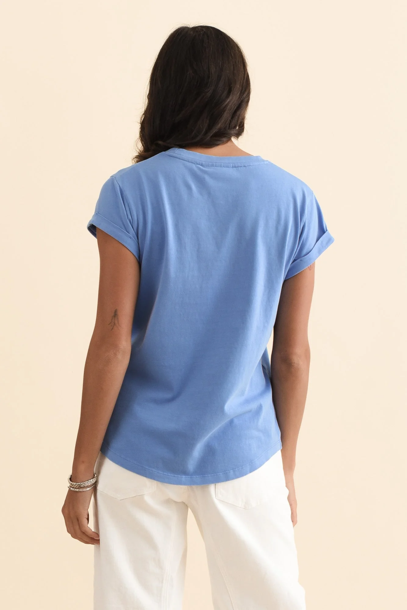 Effortless Blue Cotton Tee - Image 4