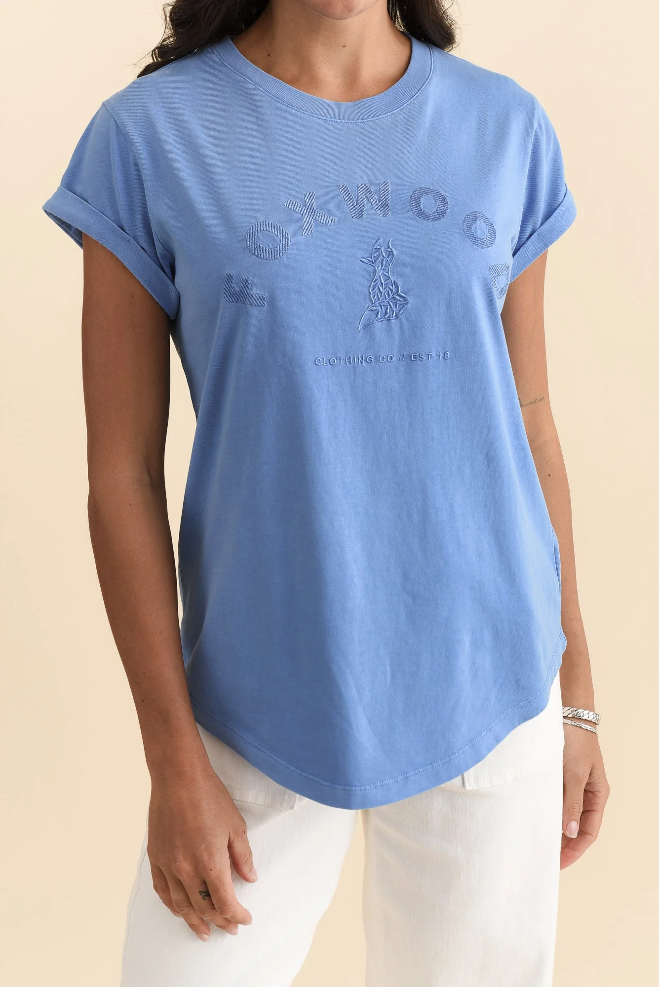 Effortless Blue Cotton Tee - Image 5